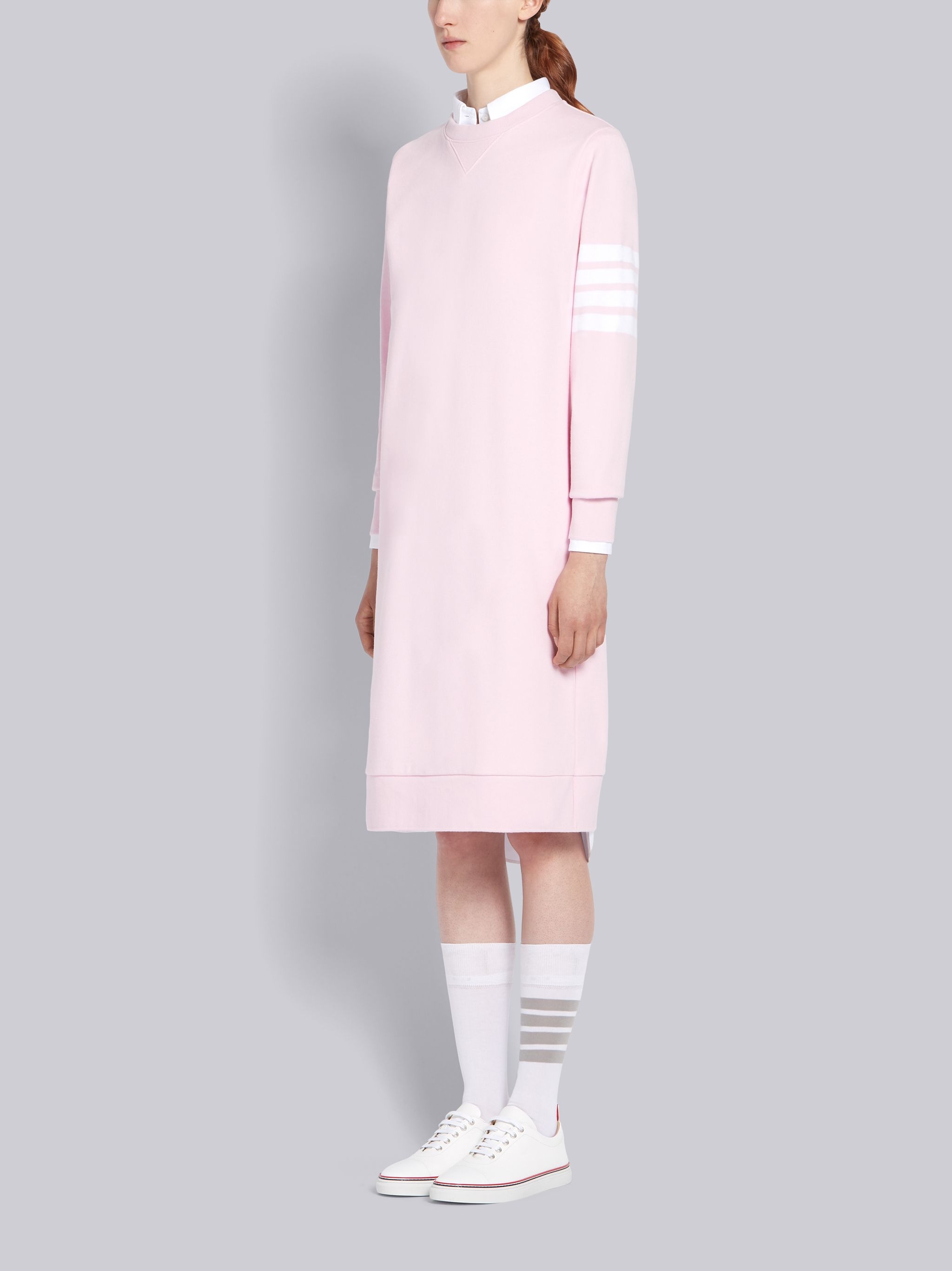 Light Pink Classic Loop Back 4-Bar Sweater Dress - 2