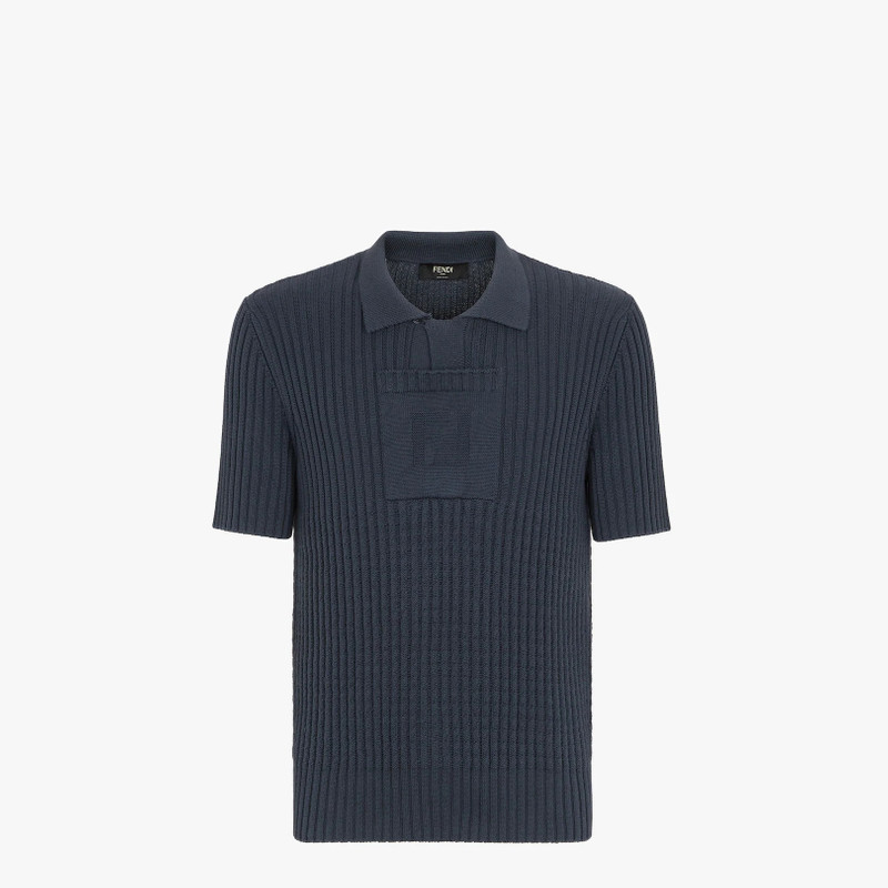 Blue knit polo shirt 1
