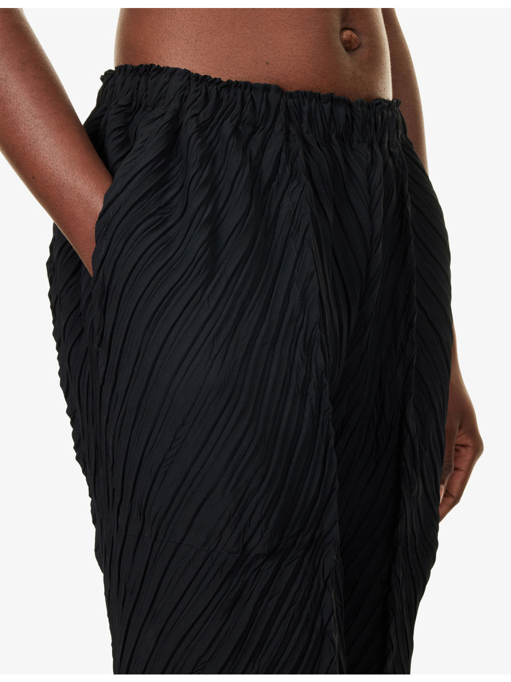 Wrinkled Straight-Leg Knitted Trousers - 5