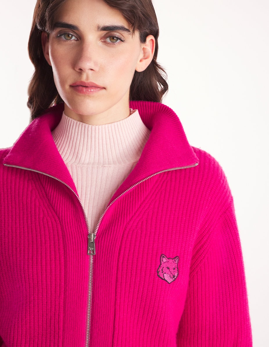 BOLD FOX HEAD PATCH RIBBED ZIPPED CARDIGAN - 4