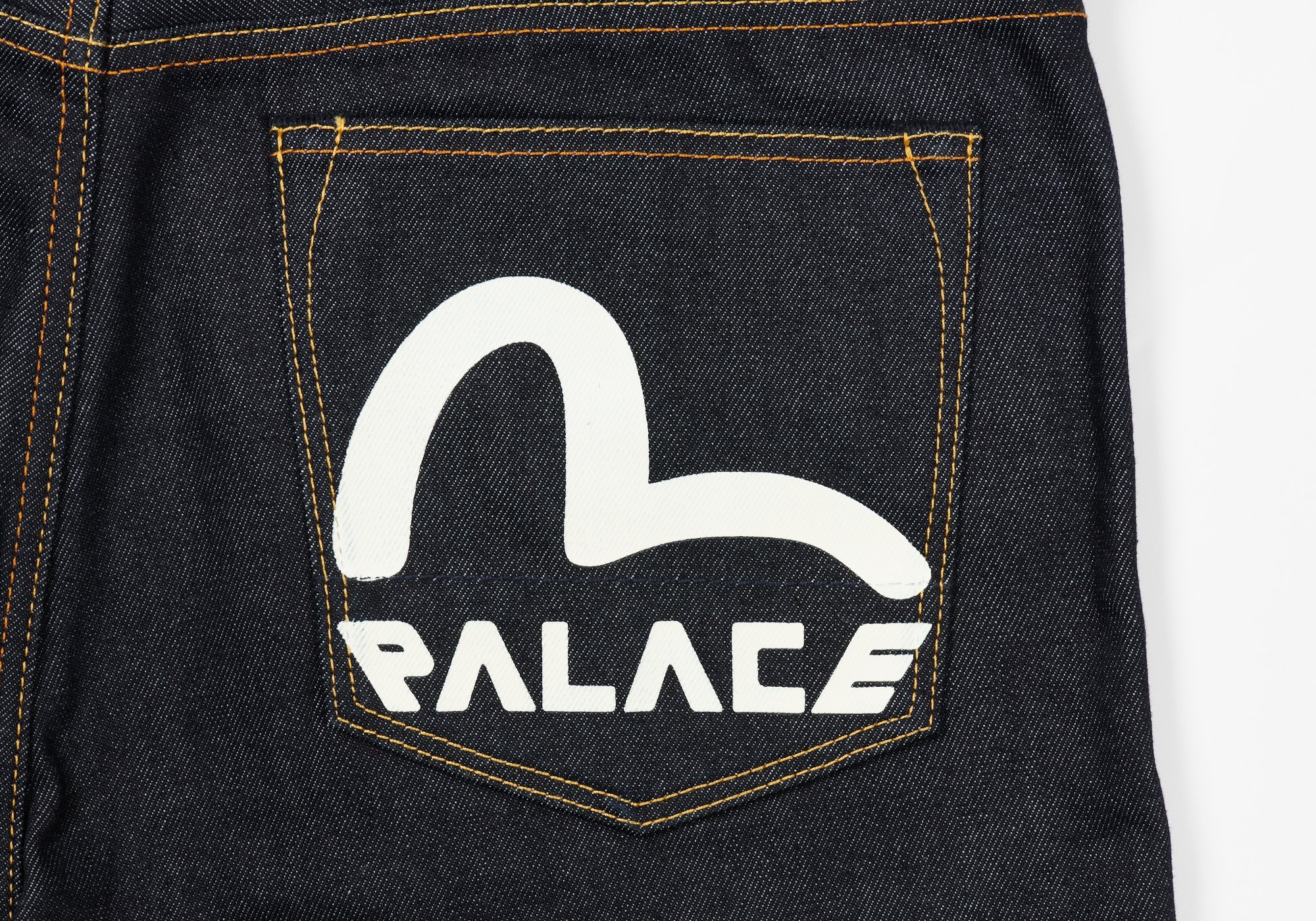 PALACE EVISU 2008 CLASSIC SEAGULL DENIM JEANS INDIGO RAW - 3