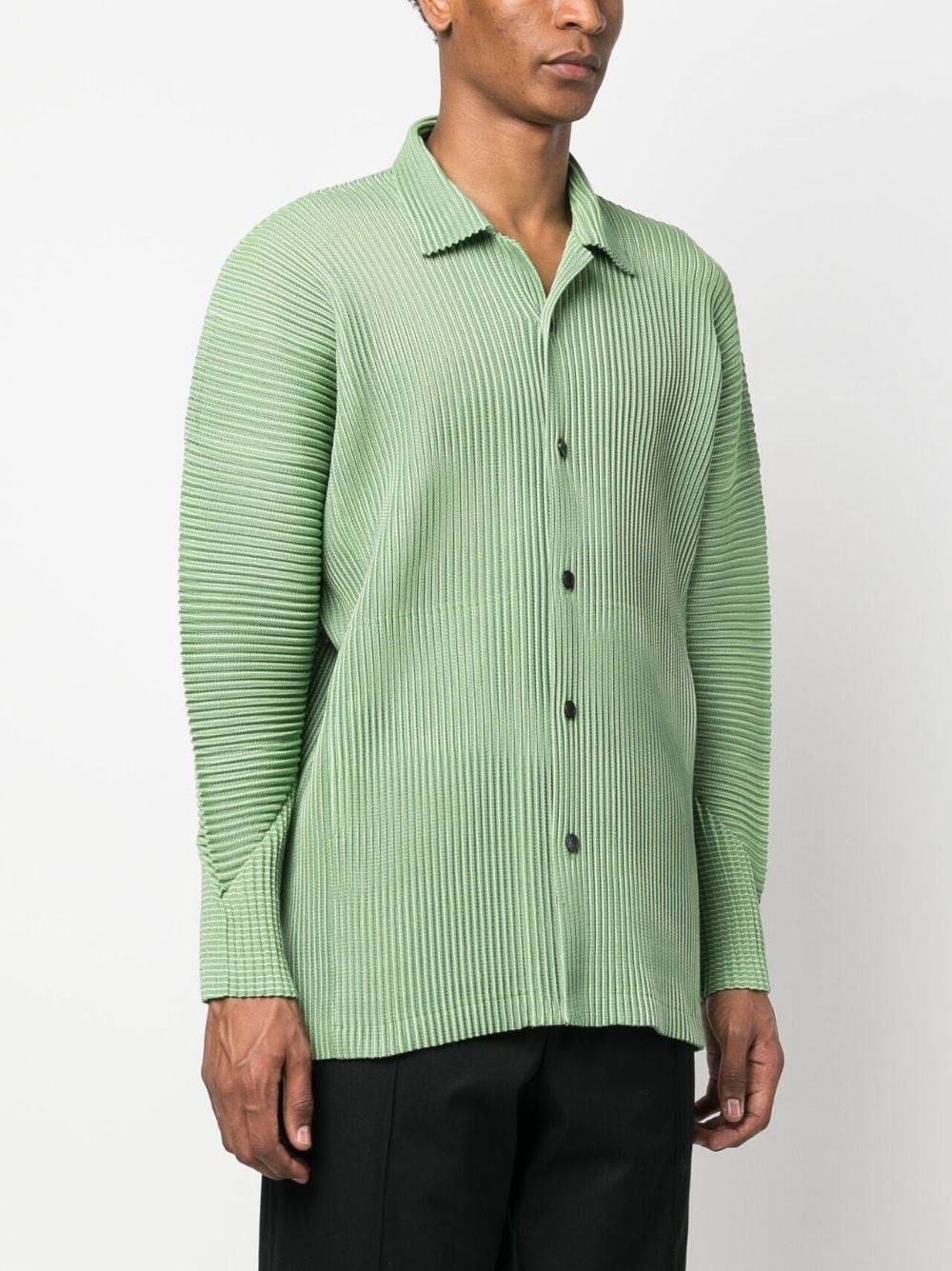 plissé button-up shirt - 3