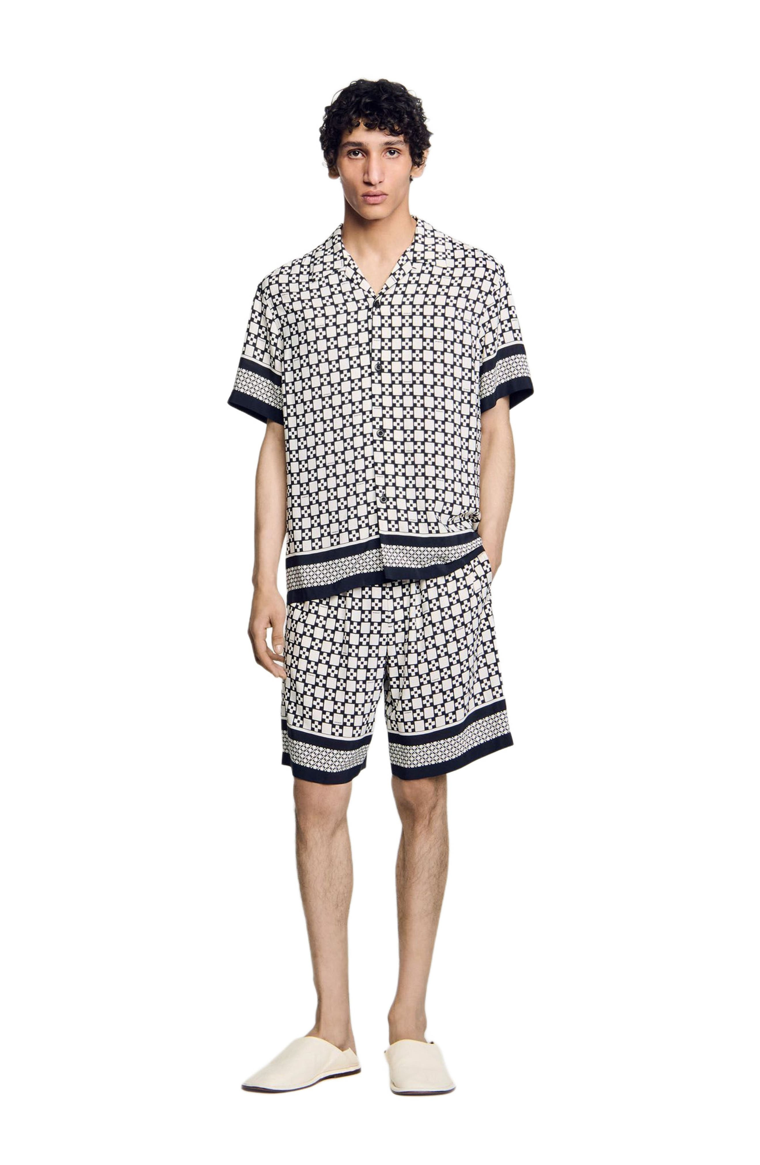 SANDRO Square Cross motif flowing blouse in Black at Nordstrom - 6