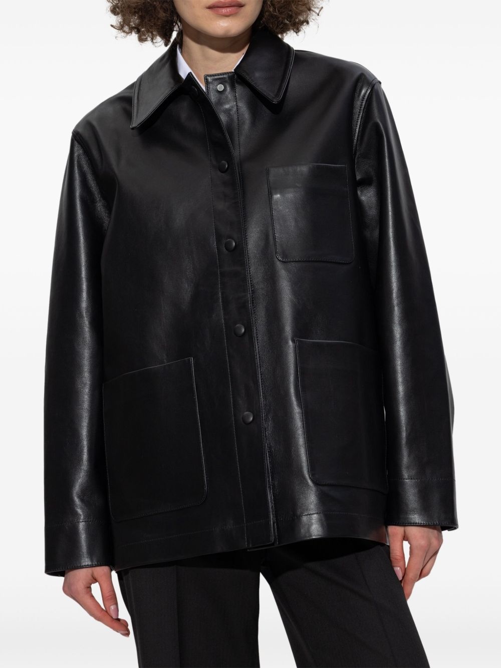 patch-pocket leather jacket - 3