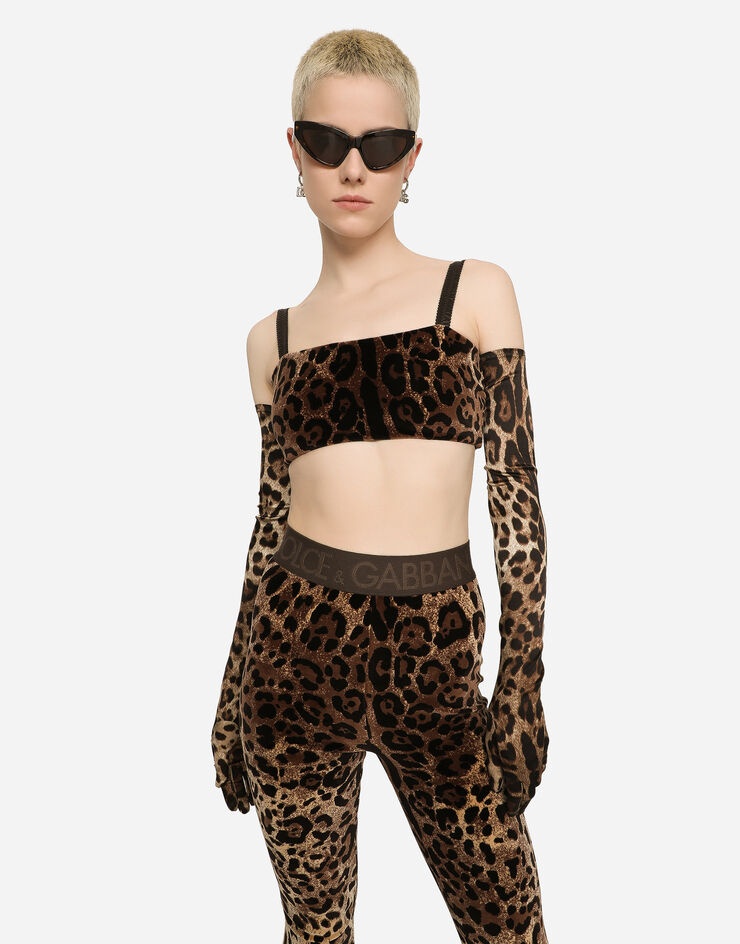 Chenille leggings with jacquard leopard design - 4