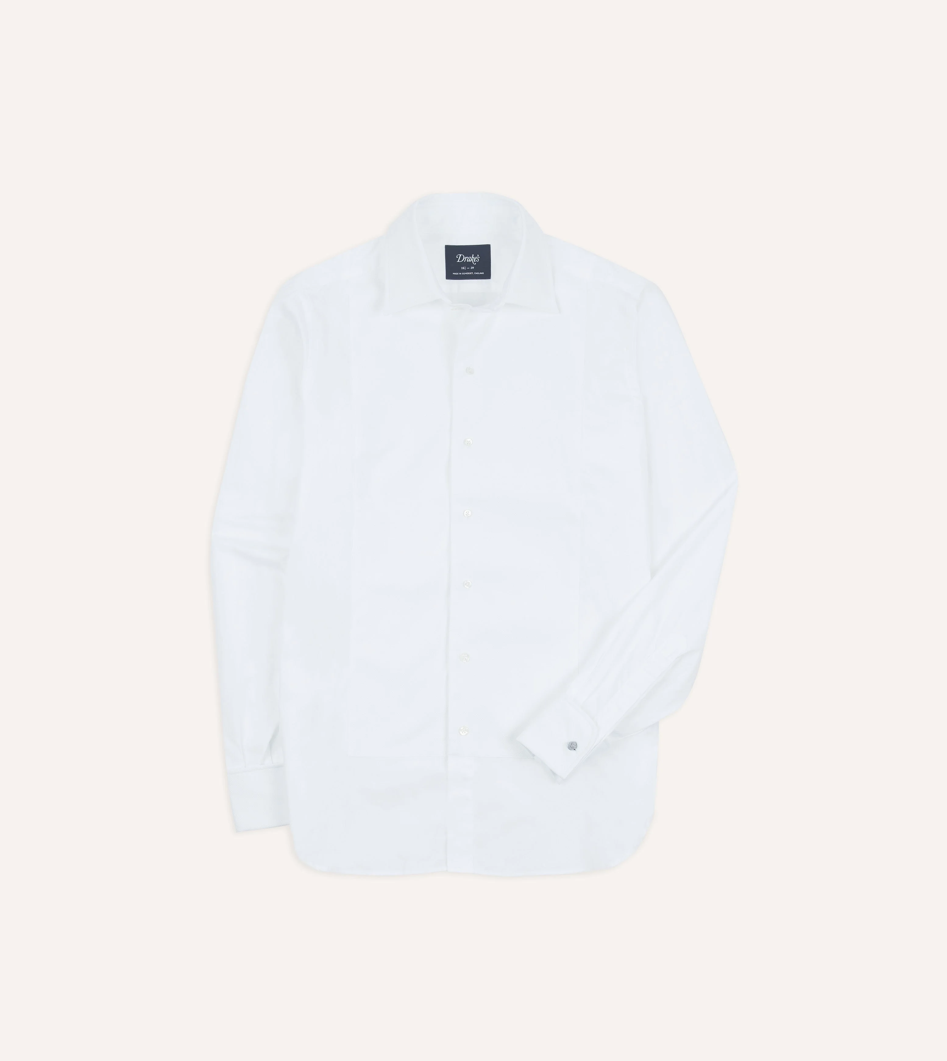 White Cotton Bib Front Dinner Shirt - 1