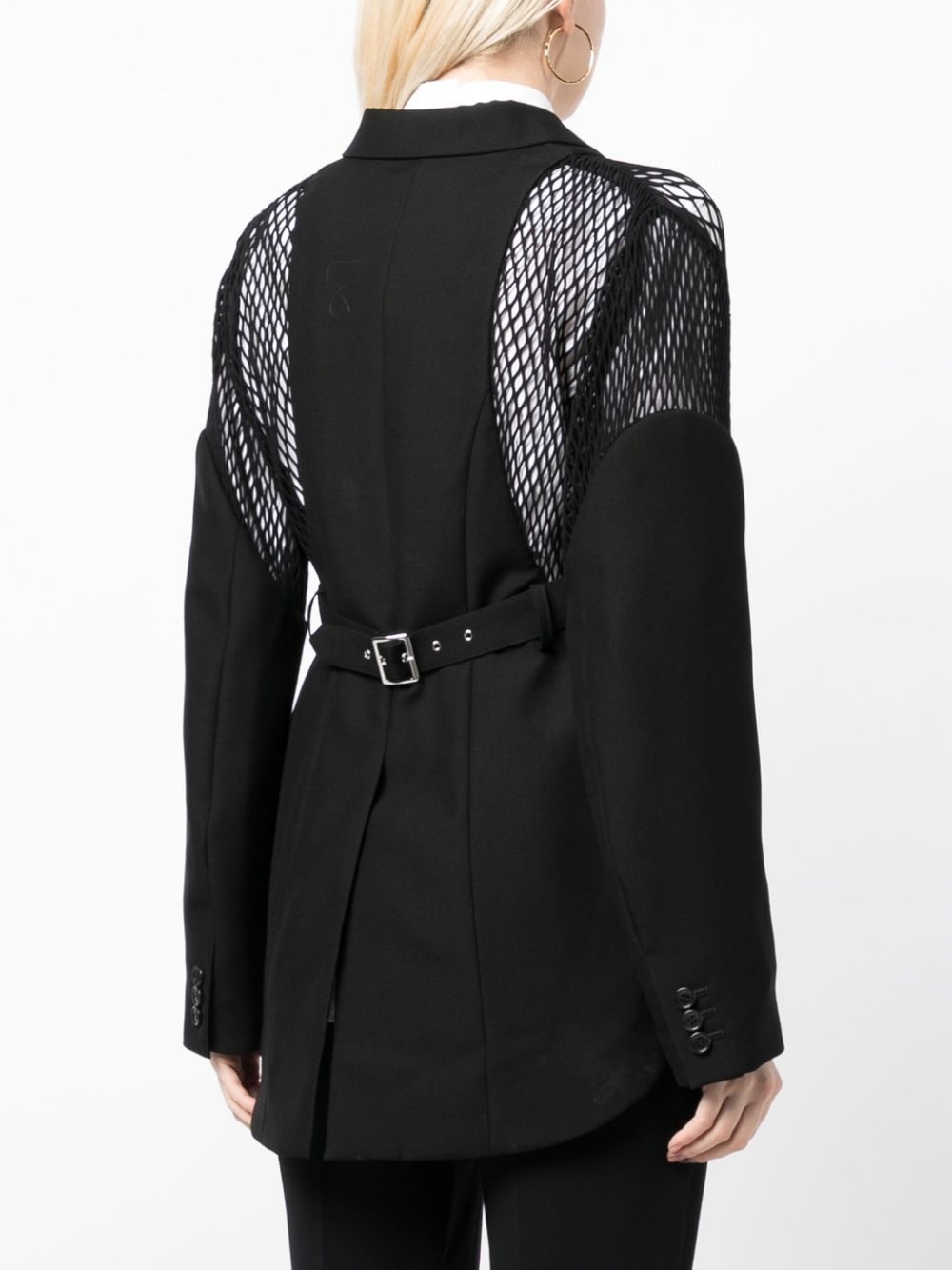 mesh-panelling single-breasted blazer - 4