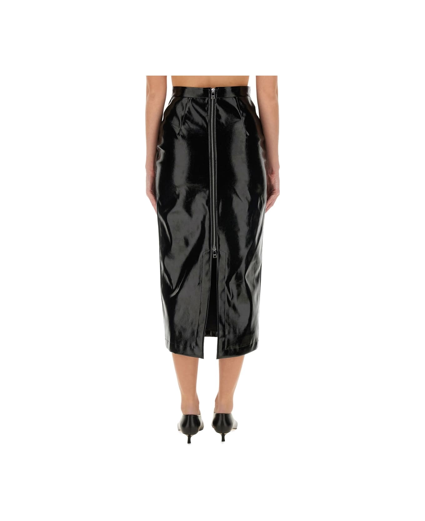 Patent Leather Midi Skirt - 3