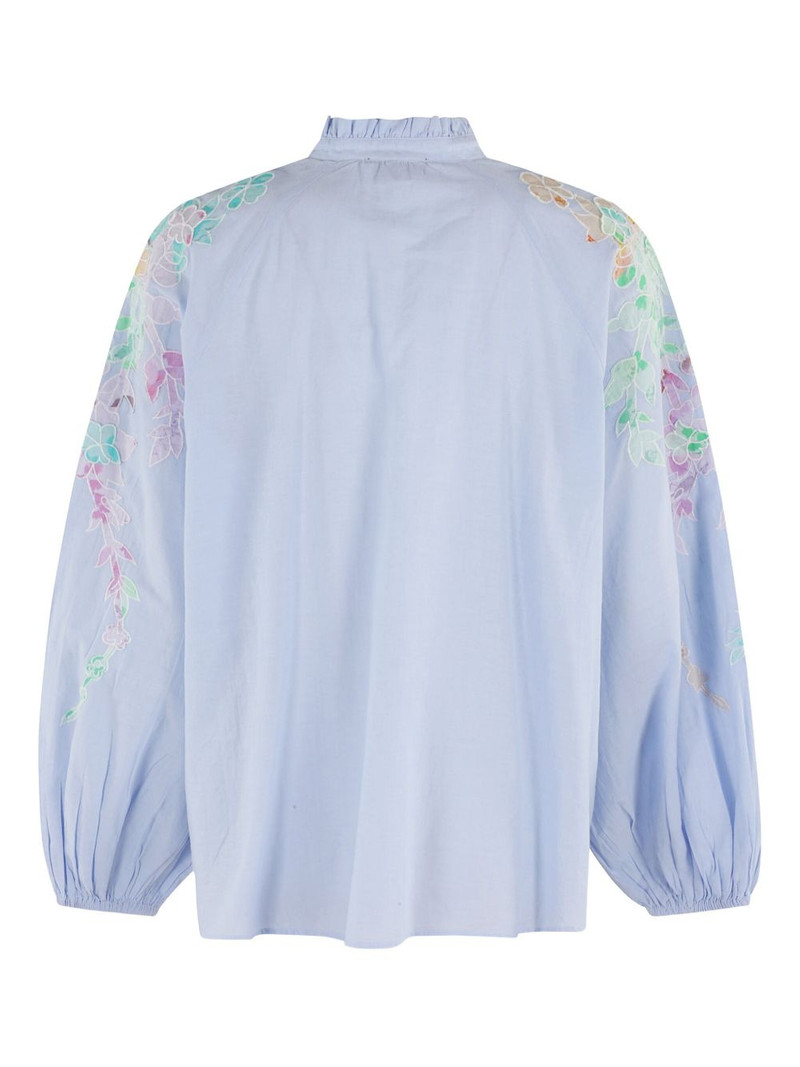 ESSENTIEL ANTWERP floral-embroidered balloon-sleeve top outlook