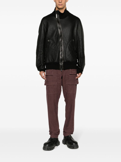Isaac Sellam off-centre leather bomber jacket outlook