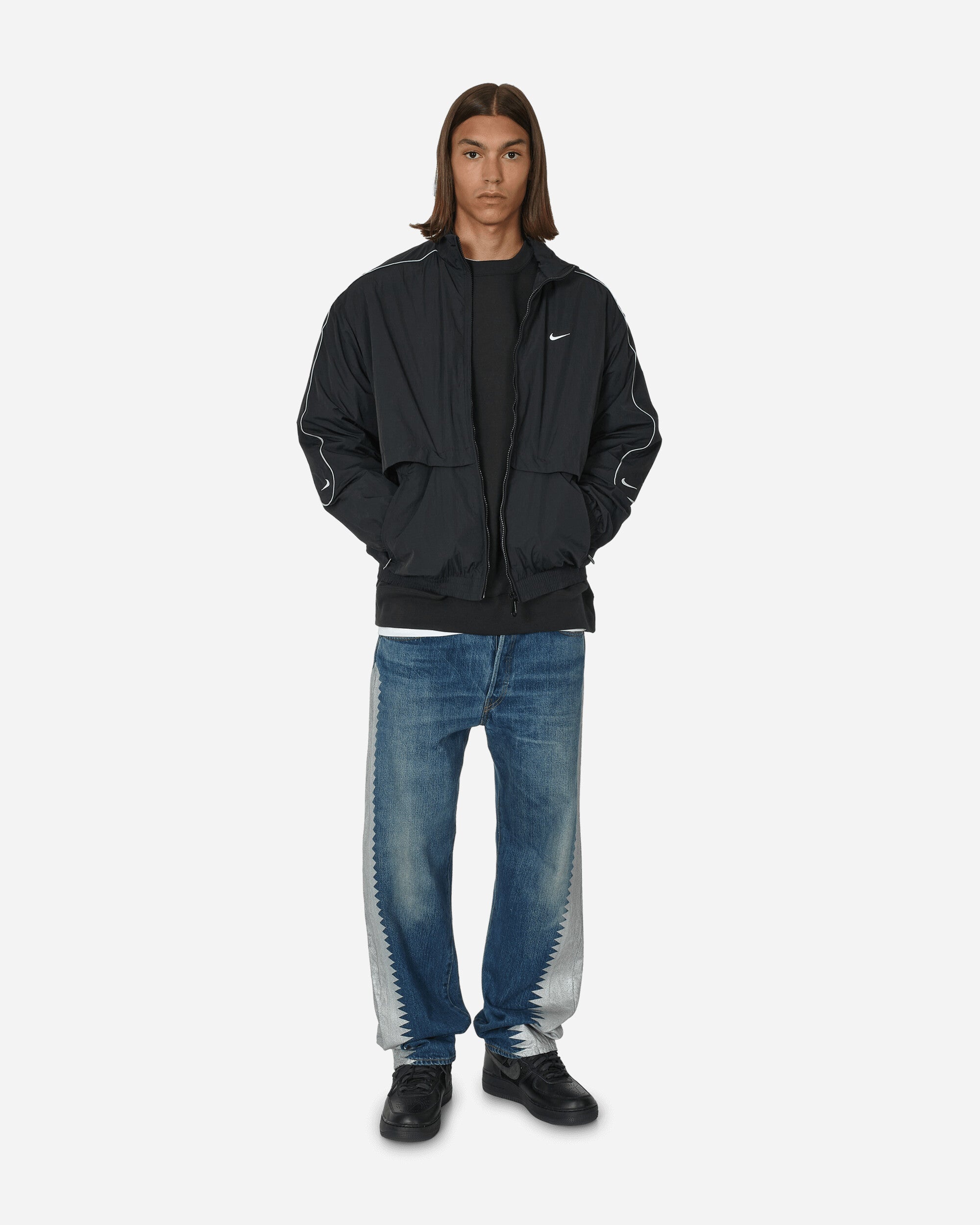 Nike Solo Swoosh Woven Track Jacket Black / White | slamjam