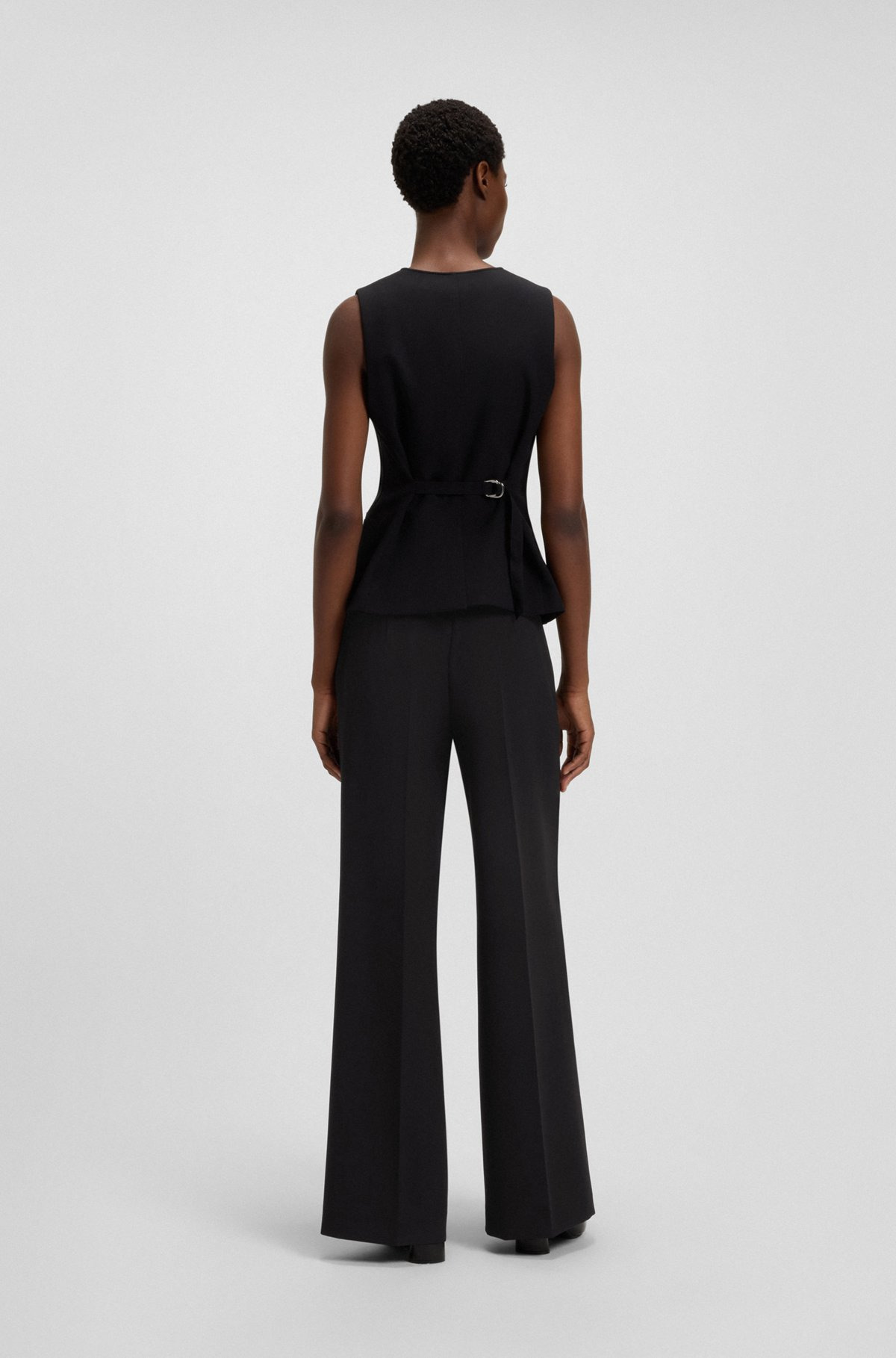 REGULAR-FIT WIDE-LEG PANTS IN STRETCH FABRIC - 4
