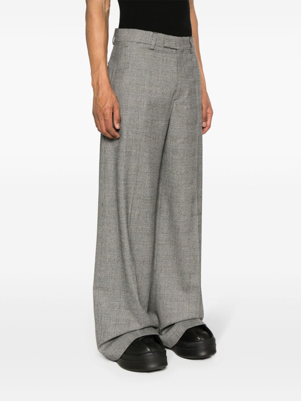 checked wide-leg trousers - 6