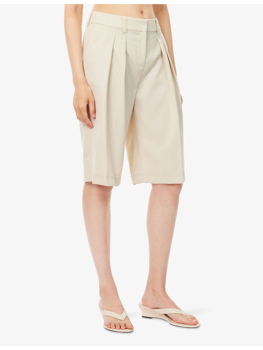 Bilbao Pleated Wool Bermuda Shorts - 3