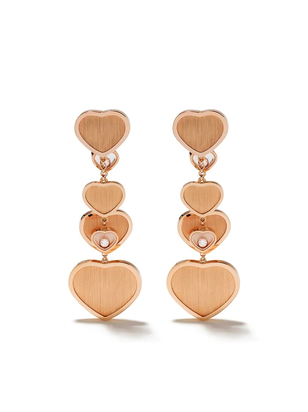 x 007 18kt rose gold Happy Hearts - Golden Hearts diamond drop earrings - 1