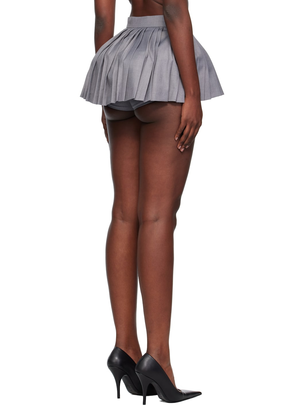 Gray Volumed Micro Skort - 3
