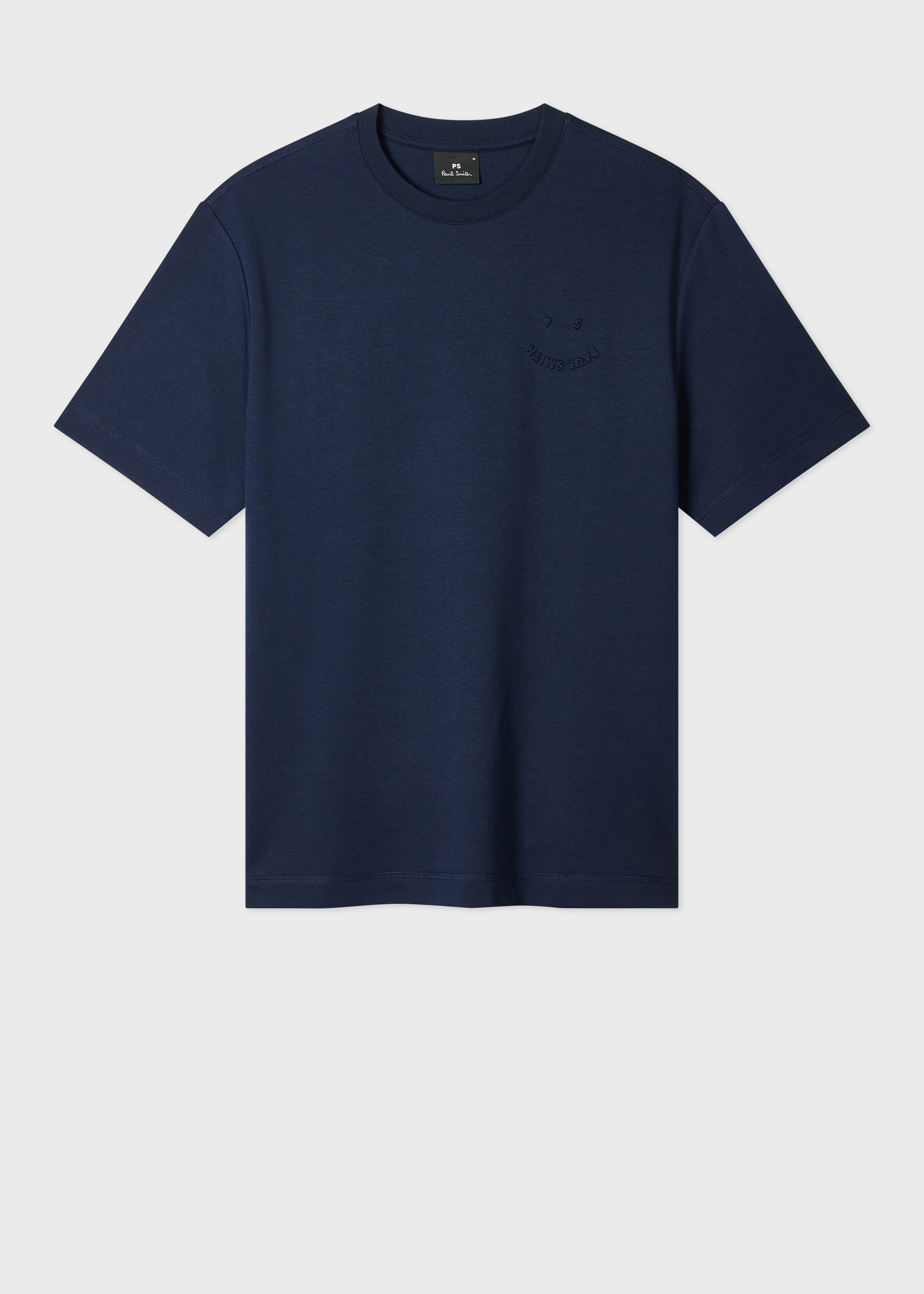 Casual-Fit Navy Embossed 'Happy' T-Shirt - 1
