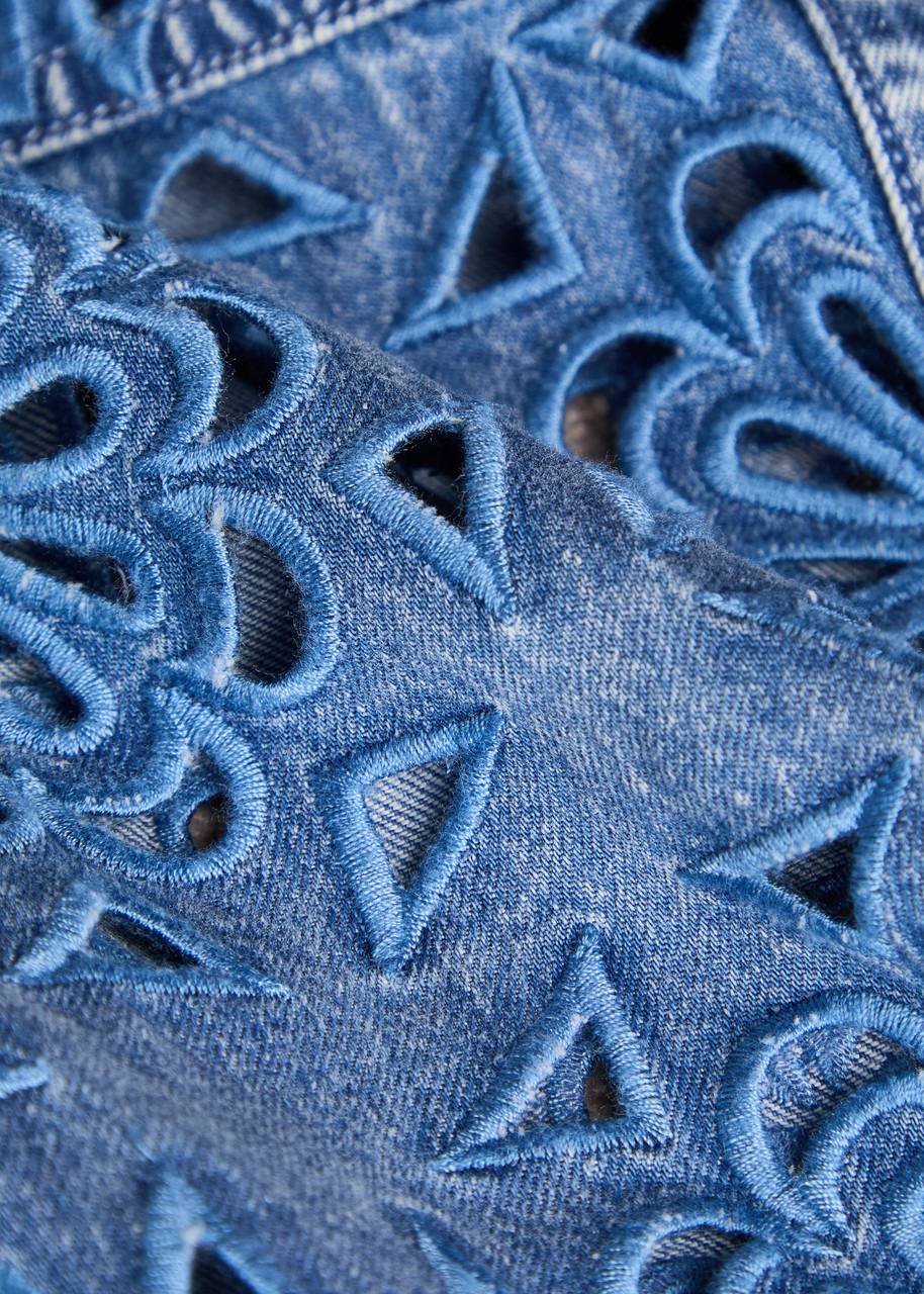 Alice + Olivia Finley Cutwork Denim Shirt - 5