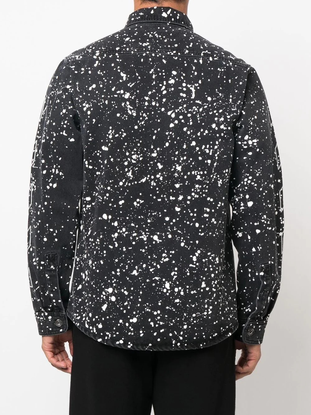 Diag-stripe paint-splatter denim shirt - 4