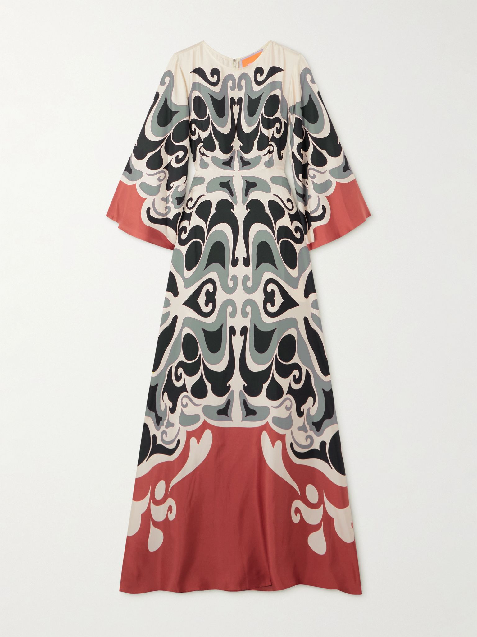 Silk-twill maxi dress Off-white - 1