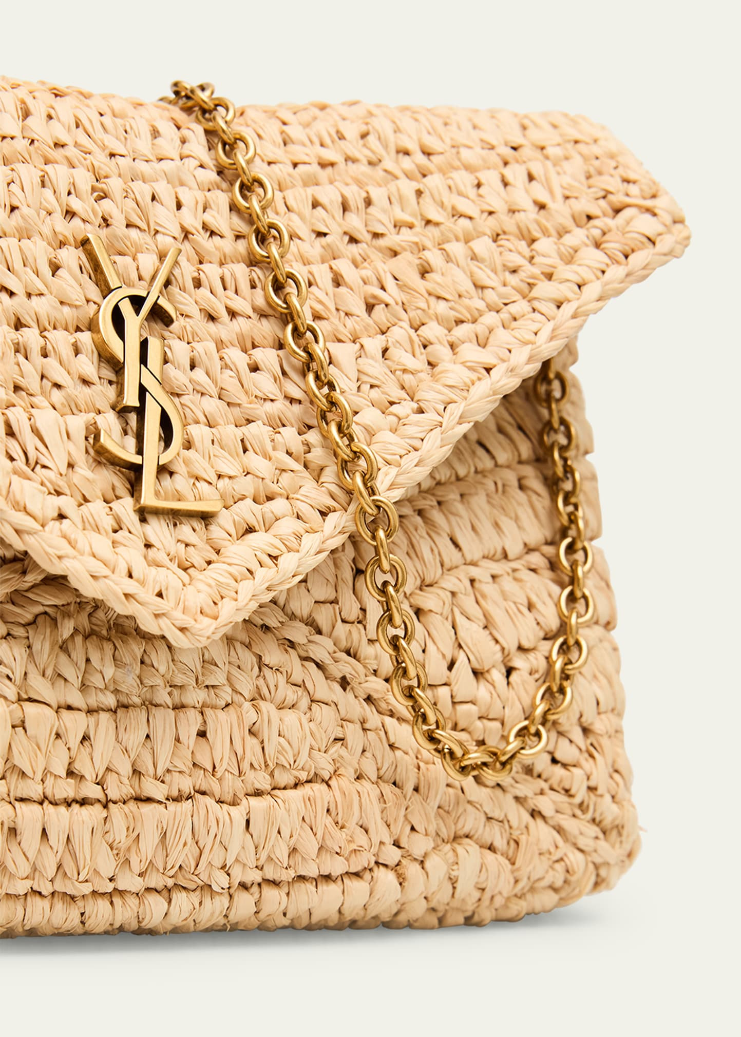 Envelope Flap YSL Pouch Bag in Raffia - 5