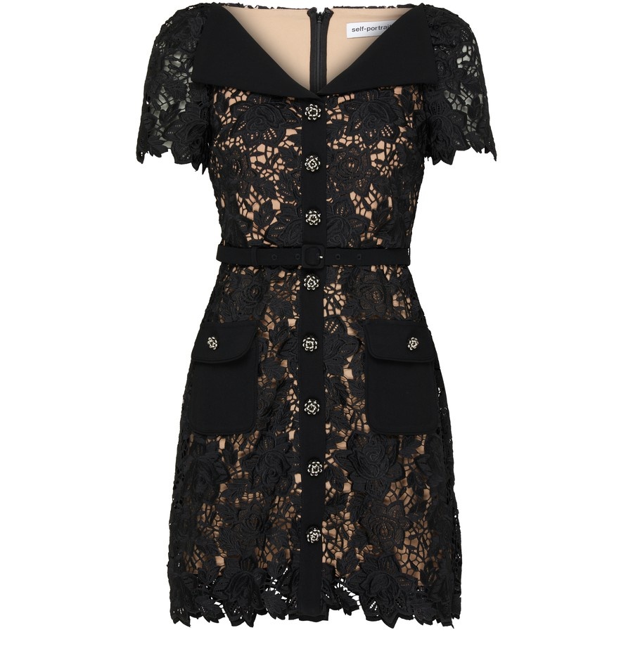 Lace open neck mini dress - 1