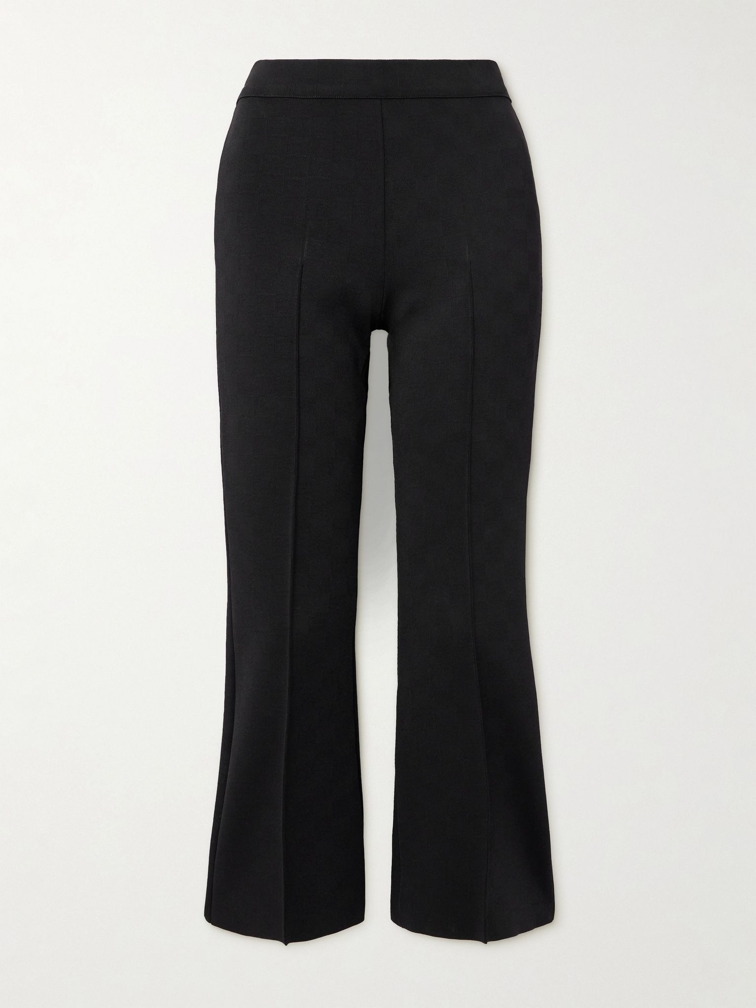NSFW Crop Kick checked stretch-knit flared pants Black - 1