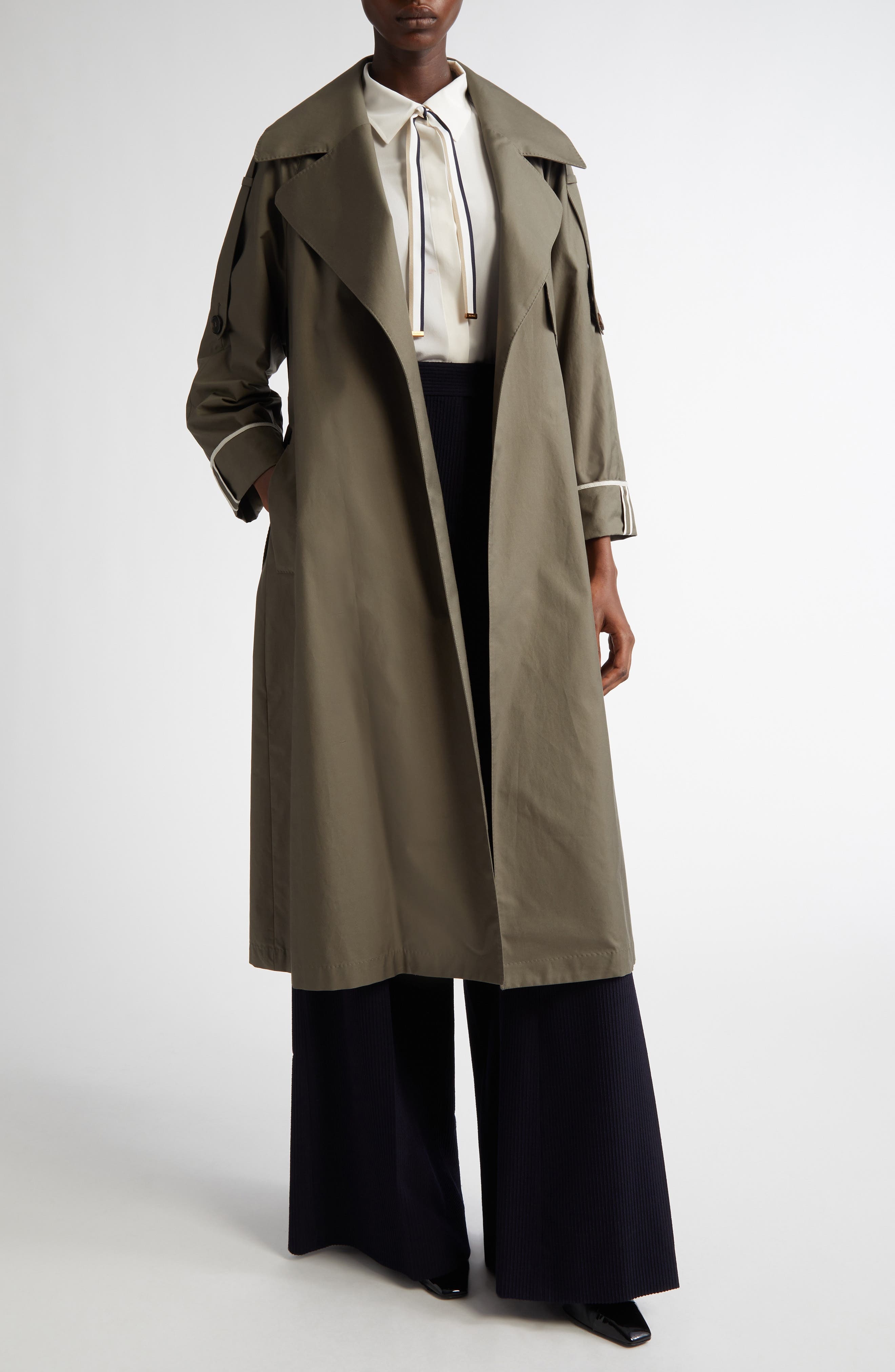 Max Mara Apollo Silk Crêpe de Chine Button-Up Shirt with Neck Ties at Nordstrom - 2