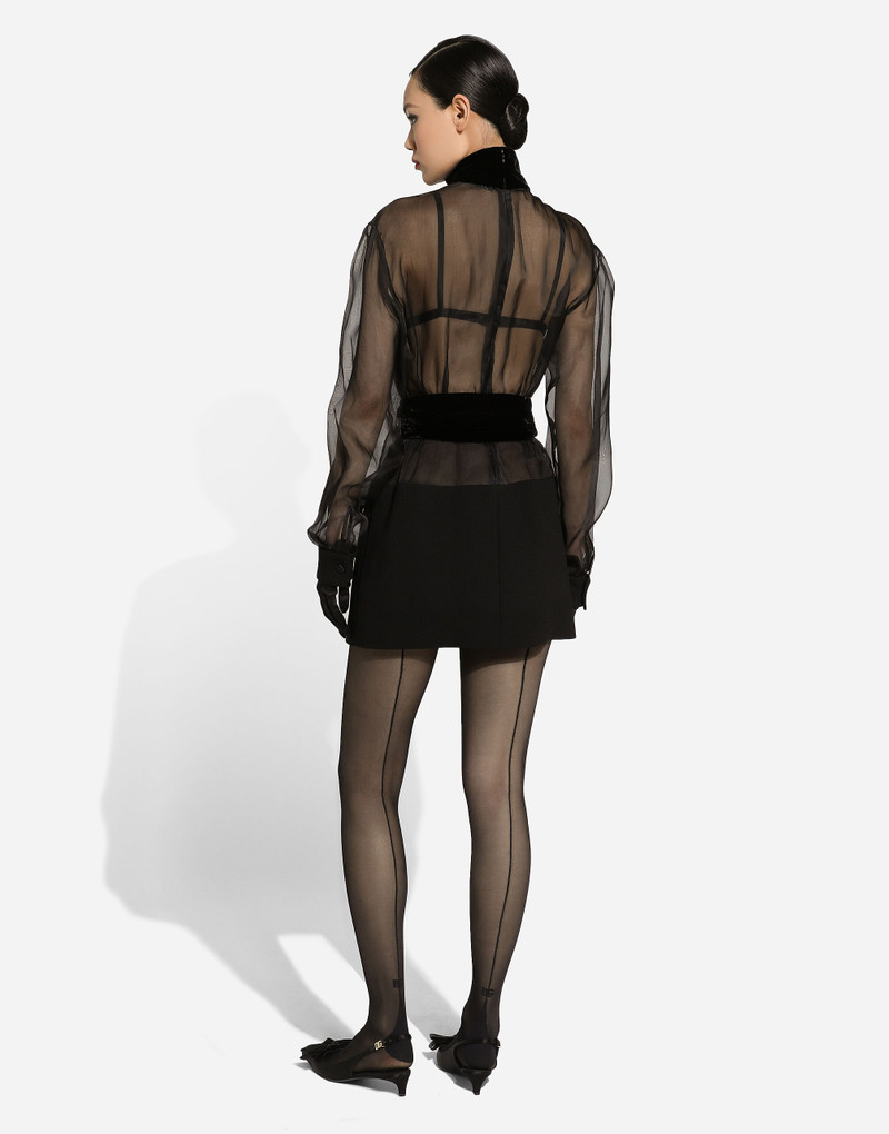 Short wool crepe and organza dress 3