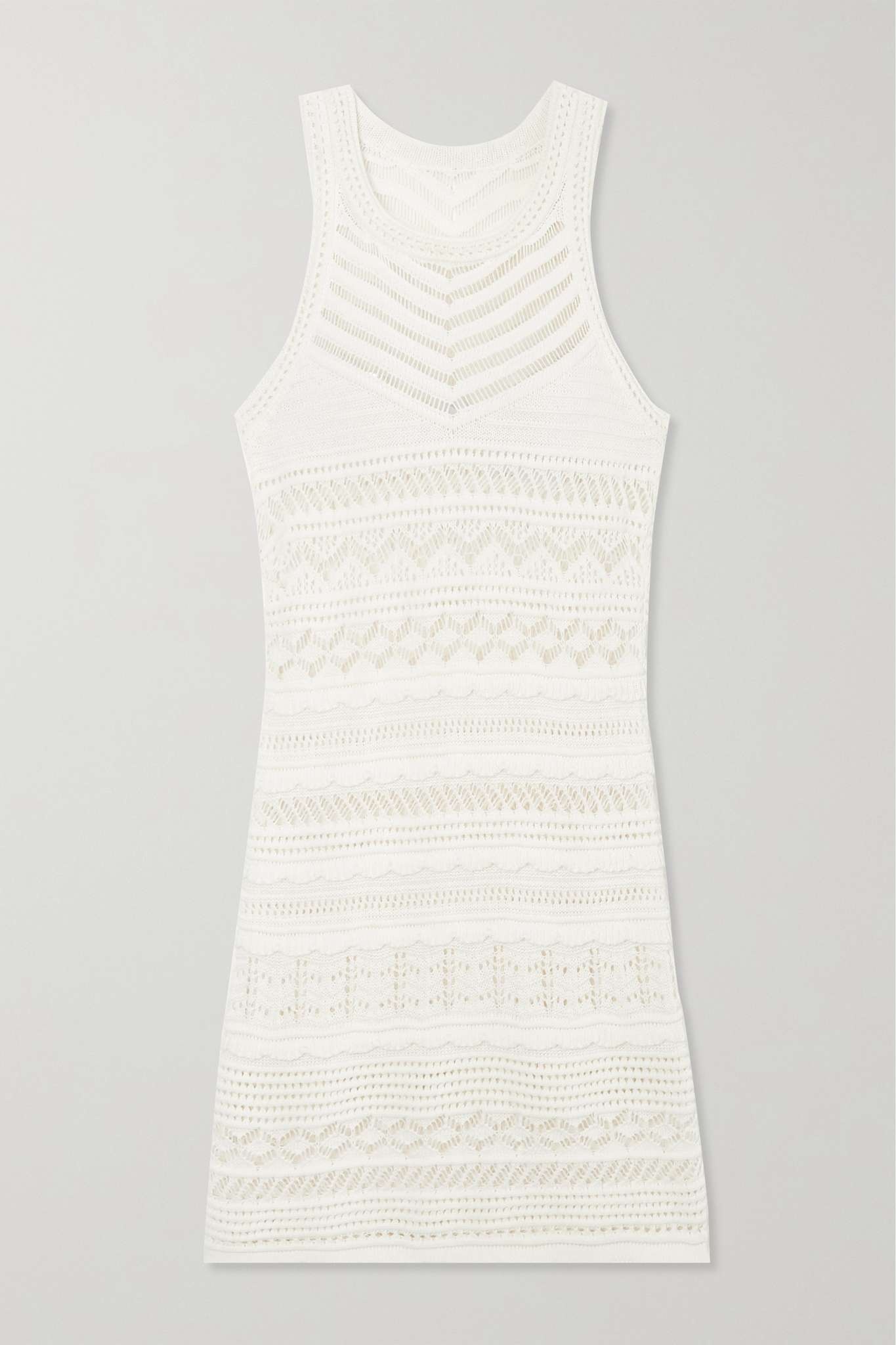 Ava pointelle-knit cotton-blend mini dress - 1