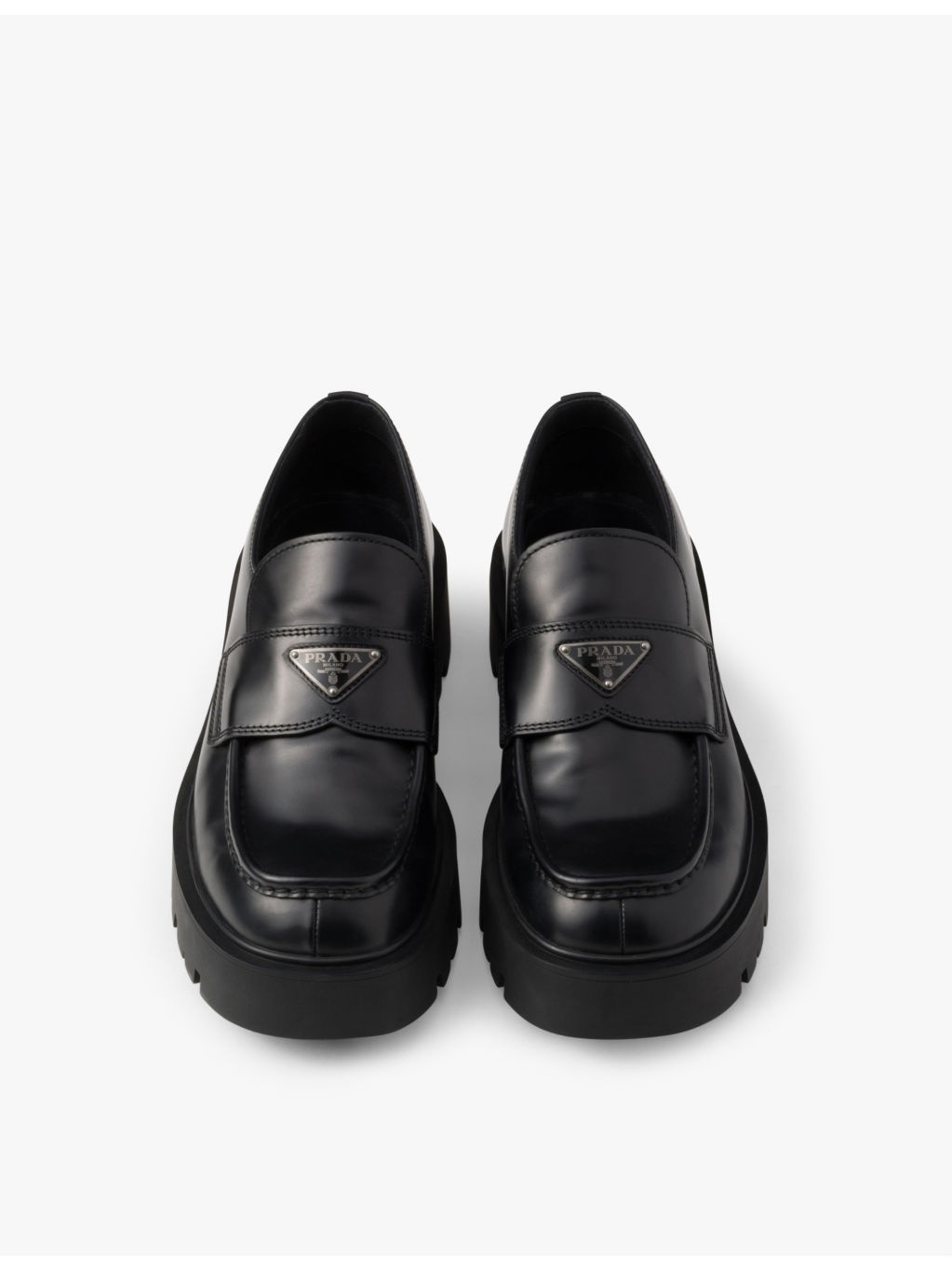 Brand-plaque brushed leather loafers - 2