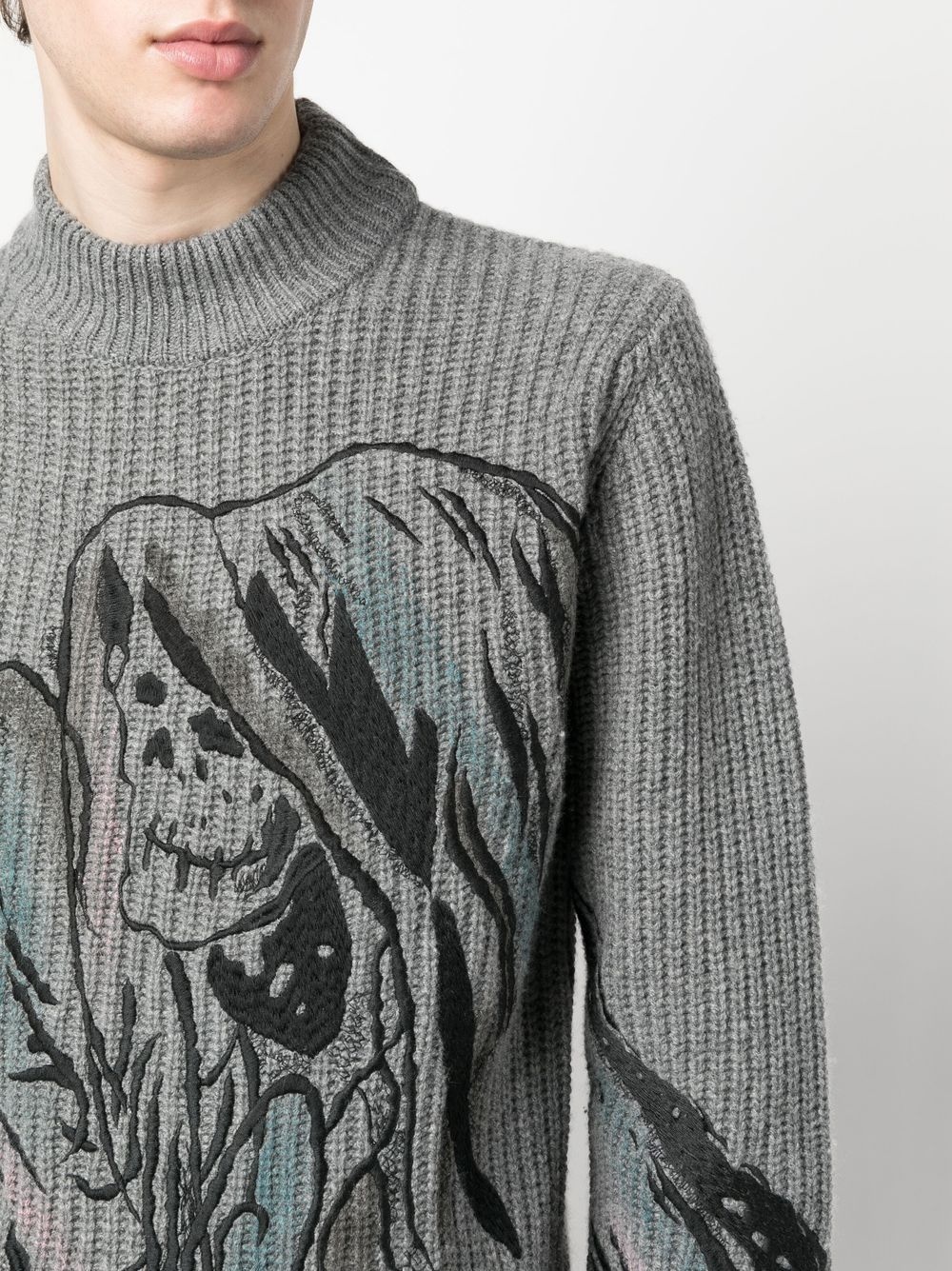 graphic-print knit jumper - 5