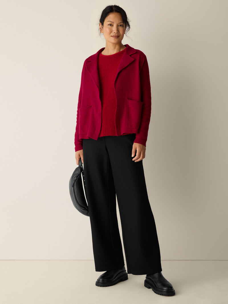 EILEEN FISHER Fine Felted Wool Notch Collar Cardigan in Regenerative Wool outlook