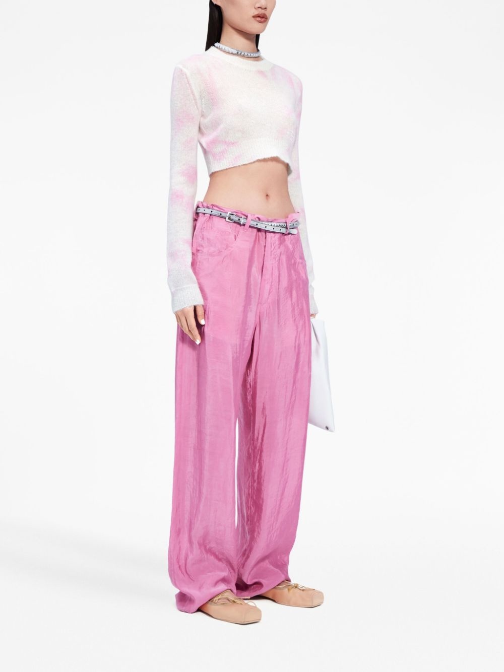 tie-dye cropped knitted top - 3