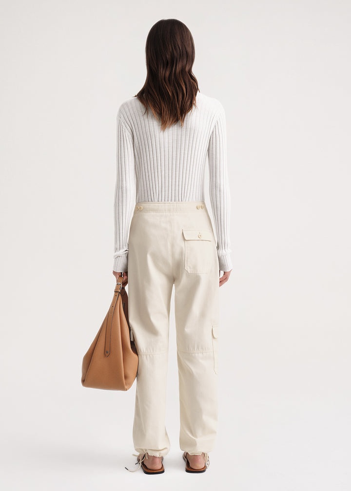 Cotton cargo trousers ecru - 4