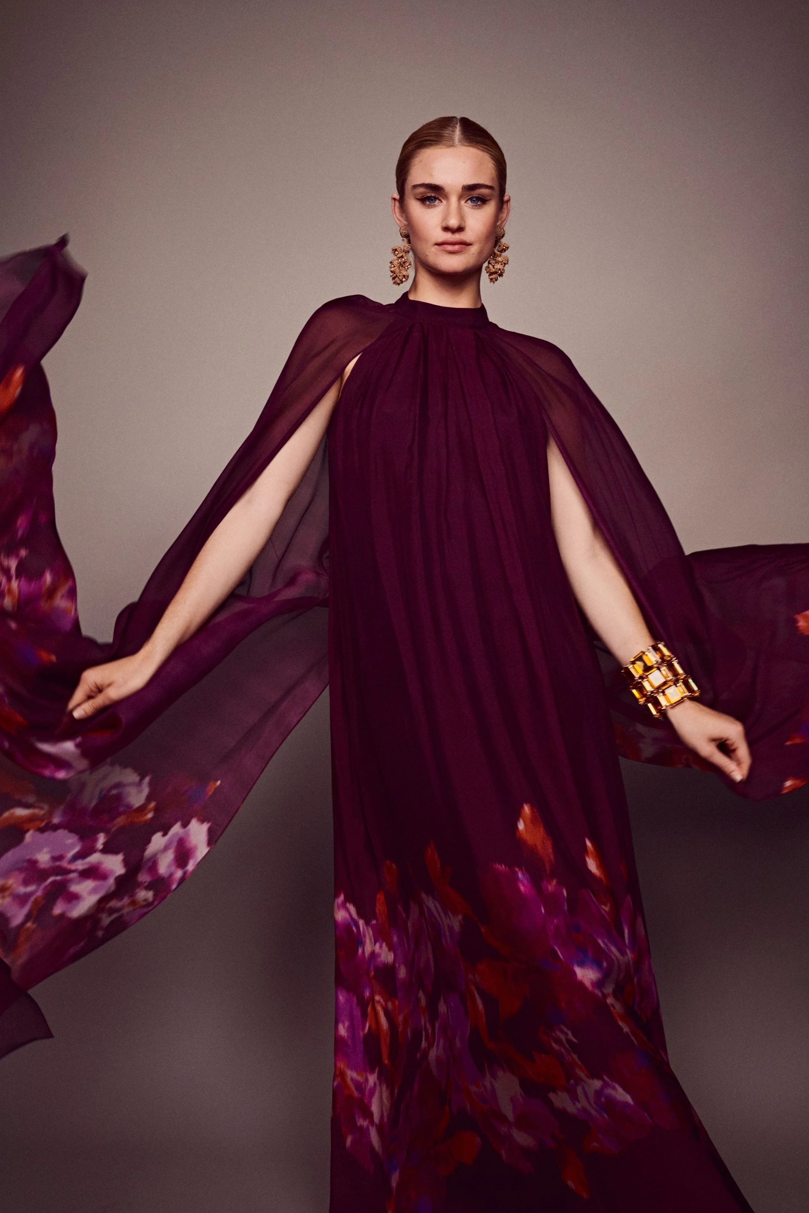 Tiana Gown - Mixed Berry Ikat Border - 1