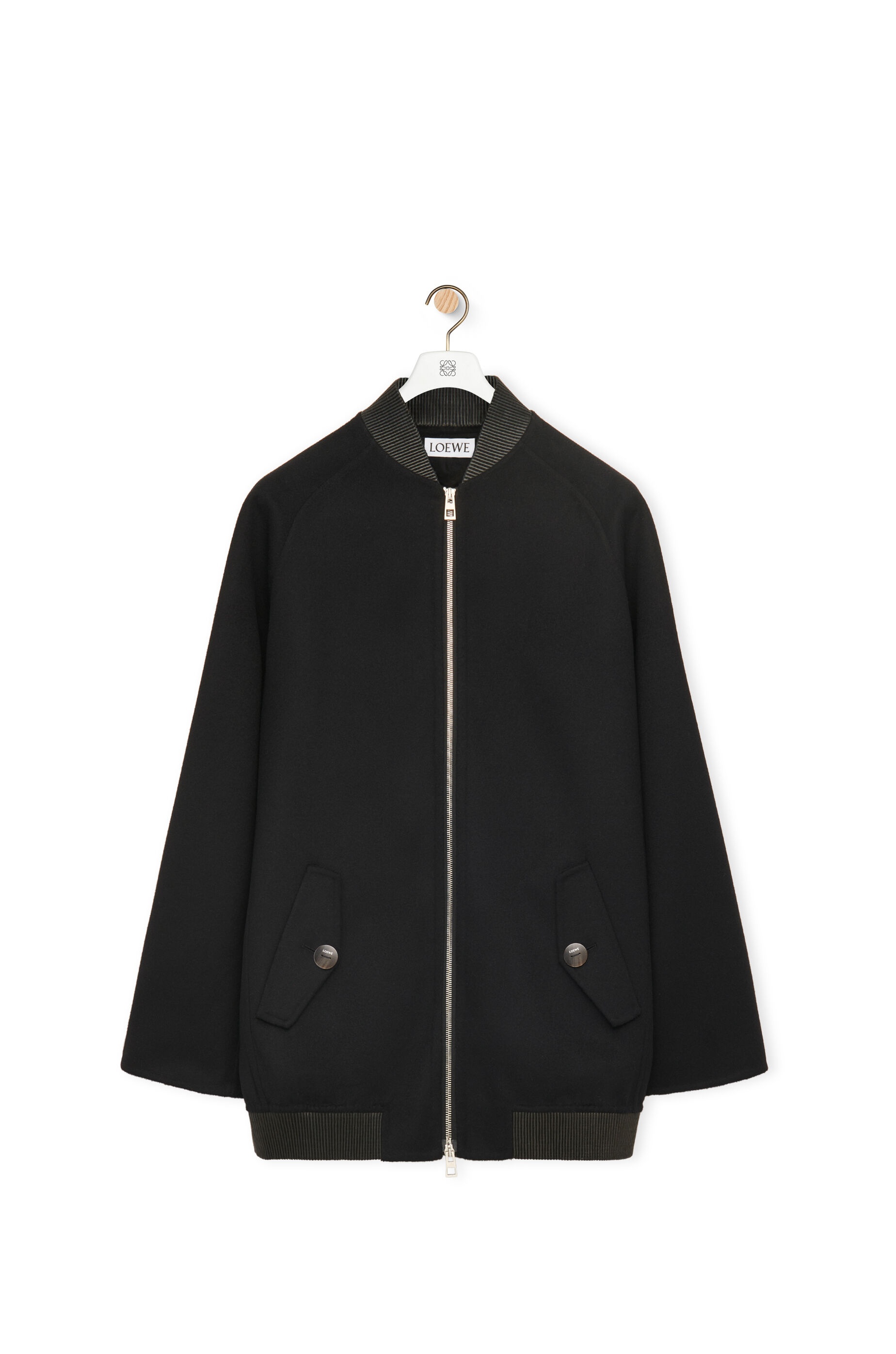 Long bomber jacket in wool and cashmere - 1