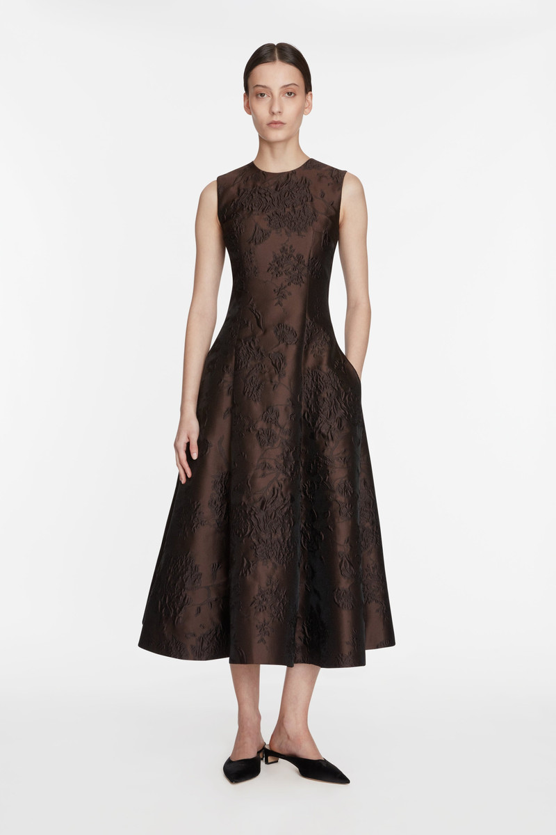 EMILIA WICKSTEAD Mara Dress in Brown Graphic Floral outlook