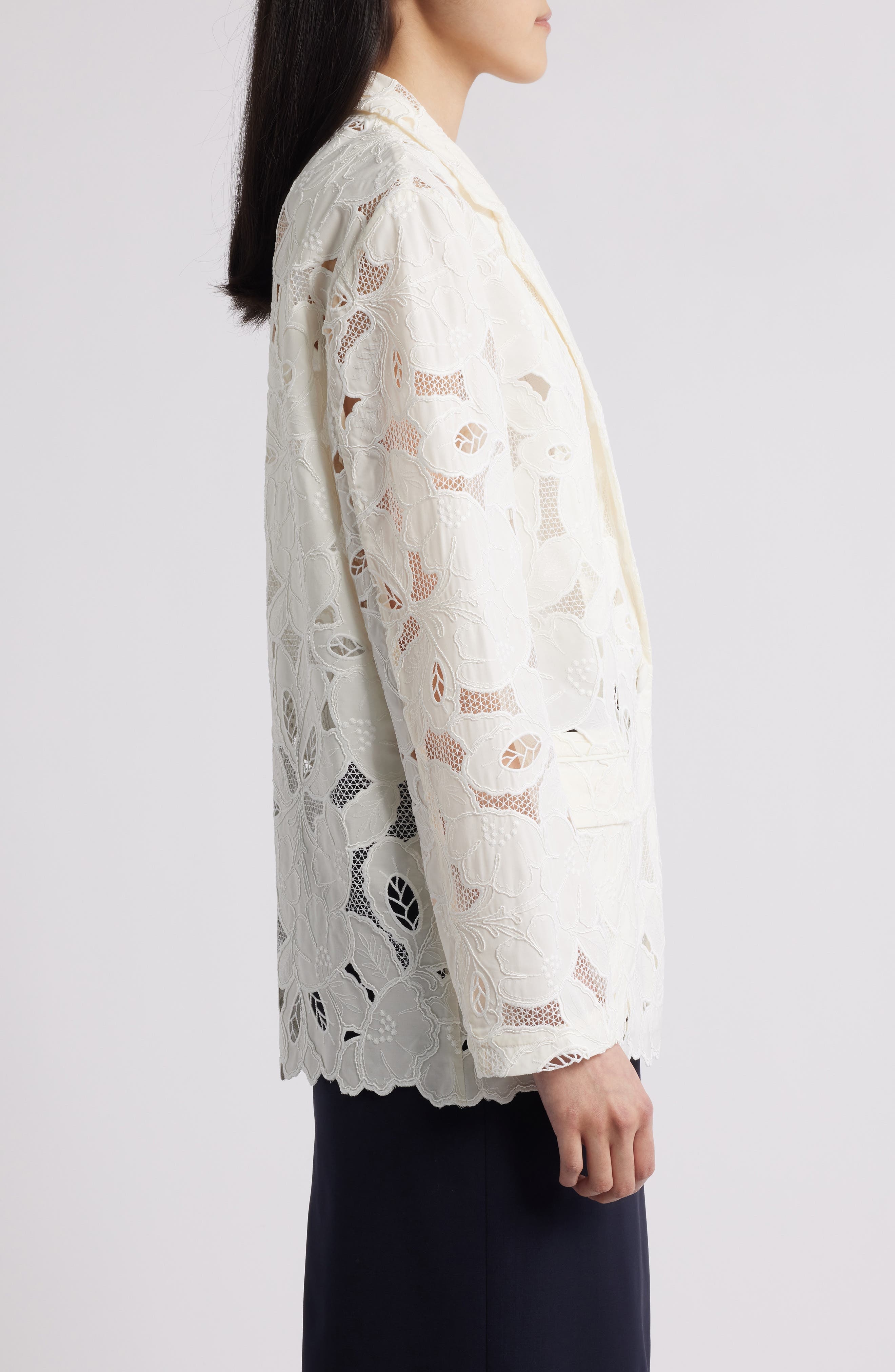 BOSS Jonara Lace Blazer in White Broderie Anglaise at Nordstrom - 3