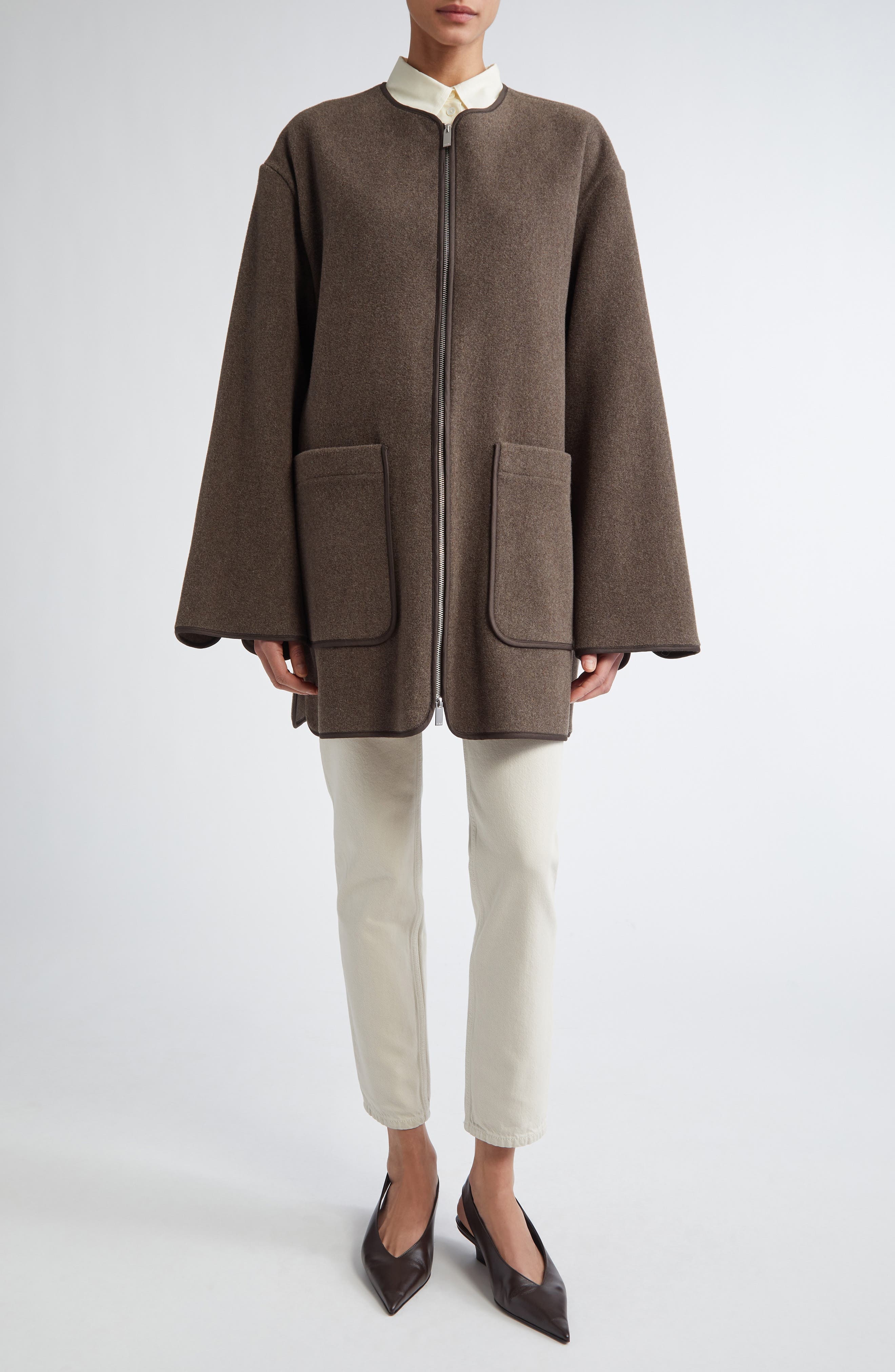 TOTEME Wool Blend Felt Jacket in Oak Melange at Nordstrom - 2