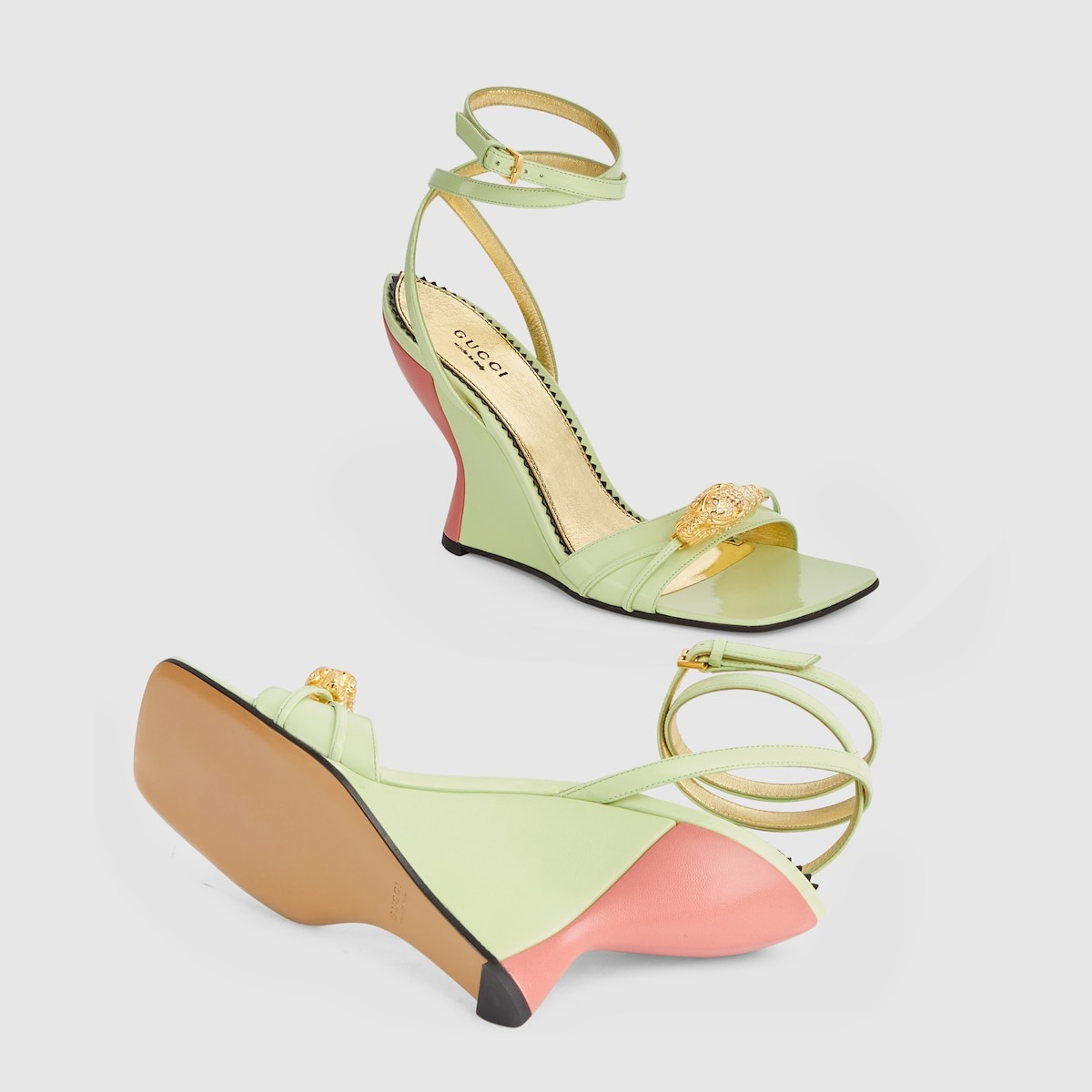Women's high heel sandal with hardware - 6