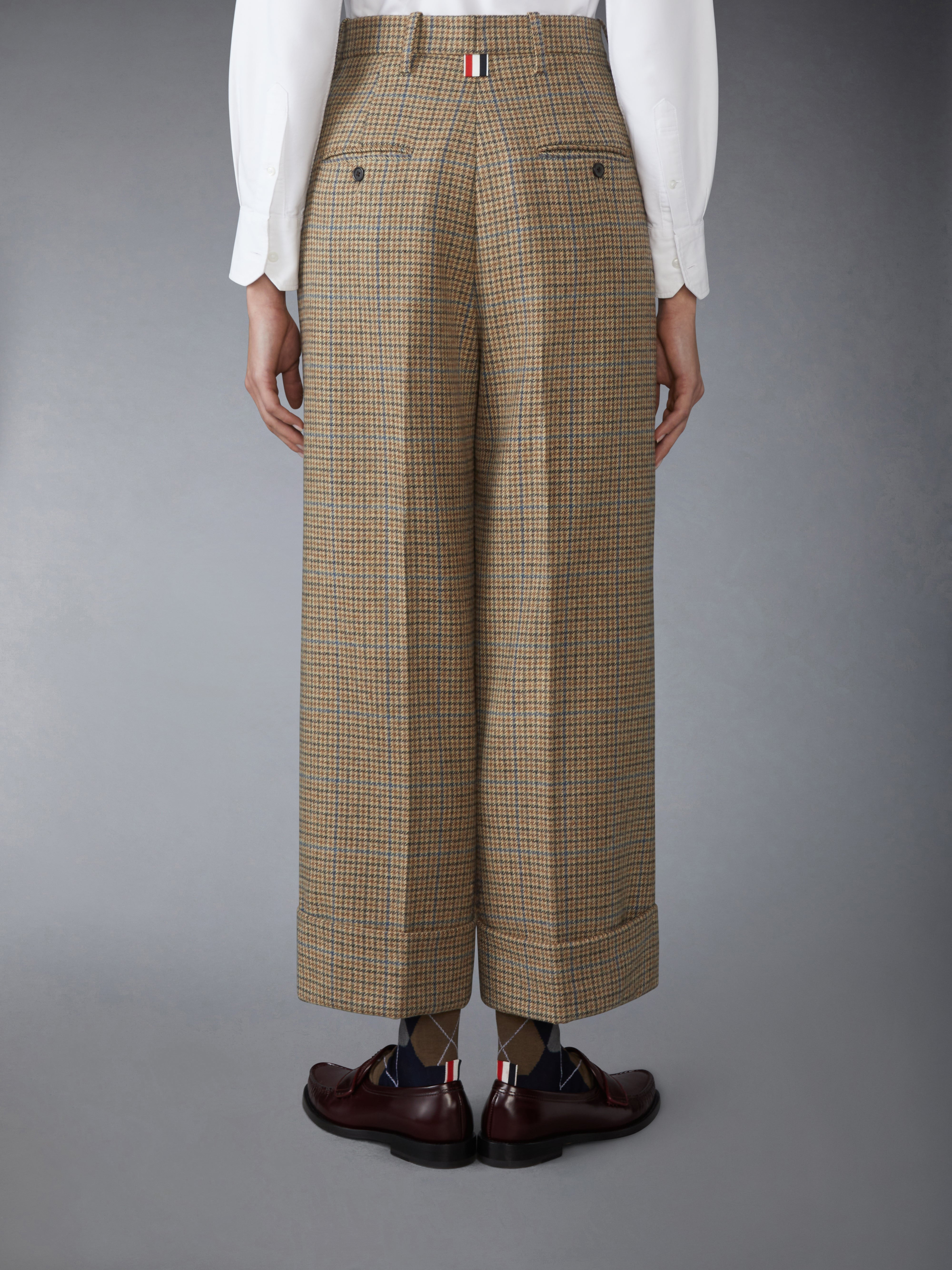 GUNCLUB CHECK CHEVIOT TWEED DOUBLE PLEAT TROUSER - 3