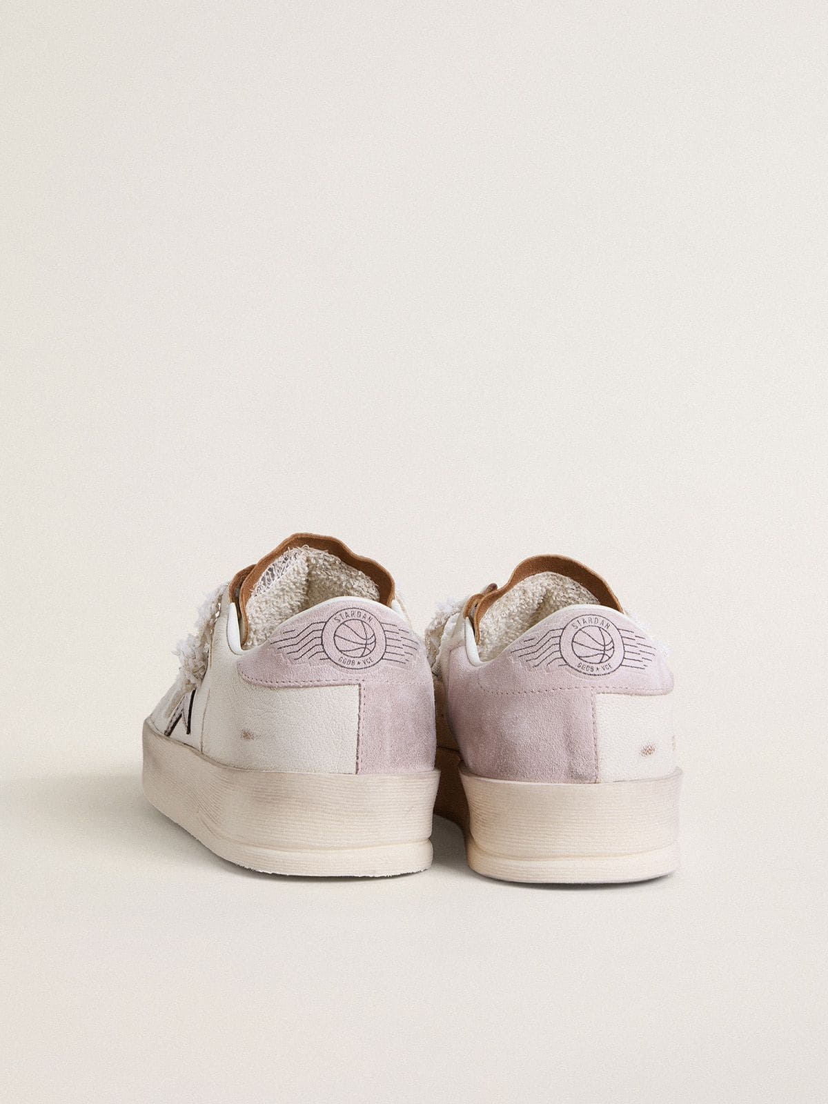 Stardan in nappa leather with metallic silver leather star and pink suede heel tab - 5