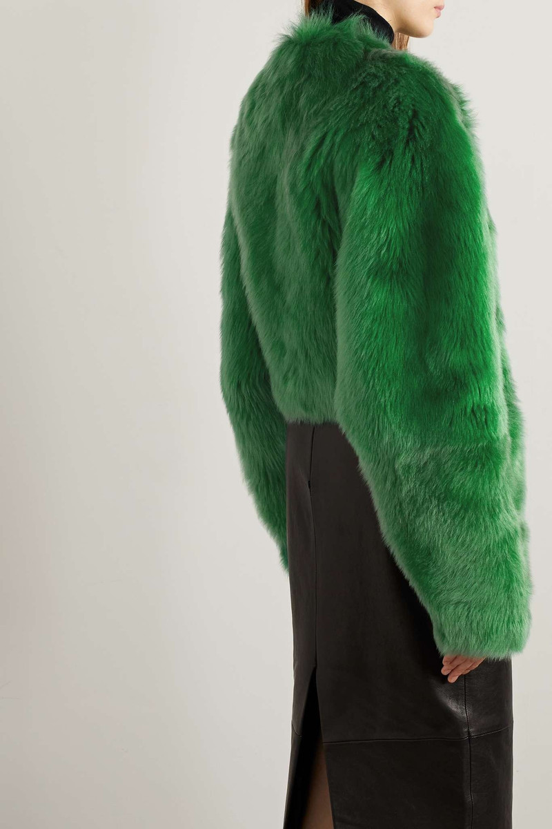 Gracell cropped leather-trimmed shearling jacket 4