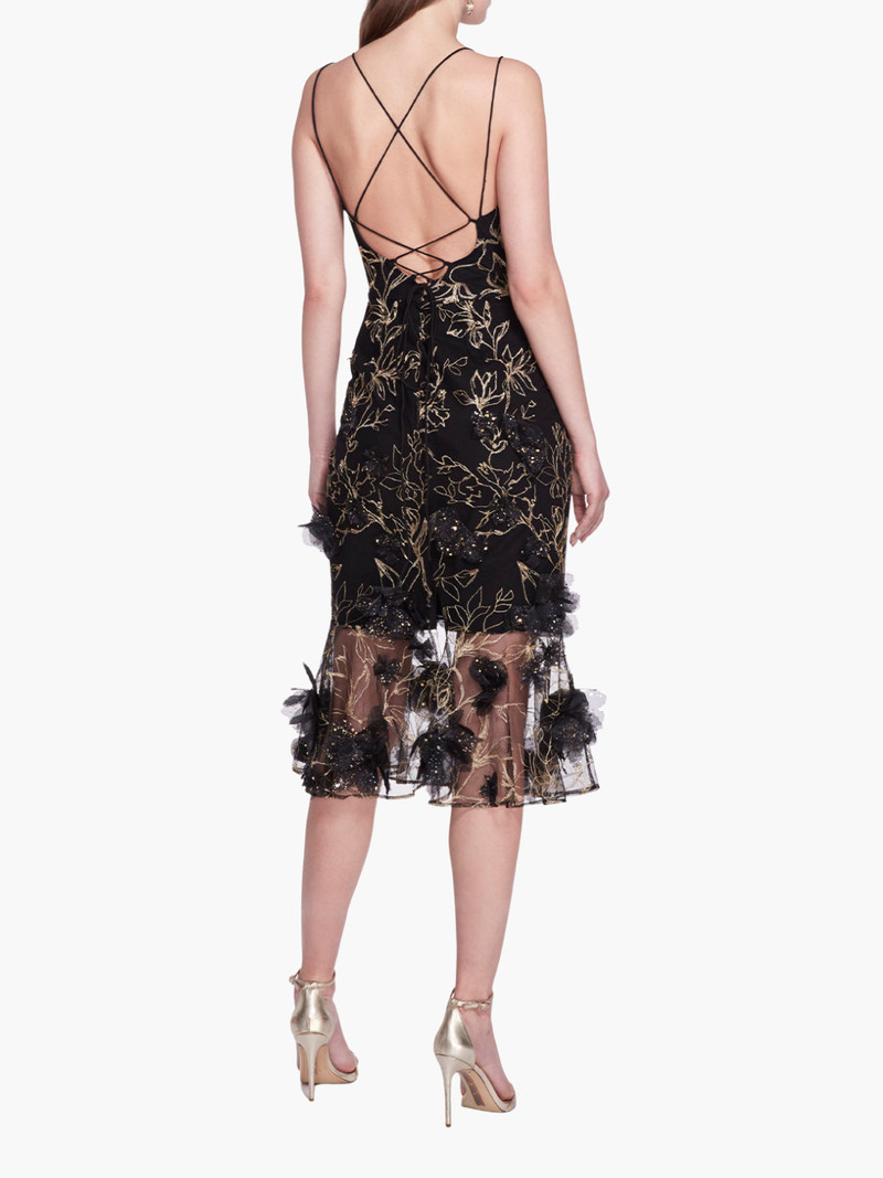 Marchesa STRAPPY COCKTAIL MIDI DRESS outlook