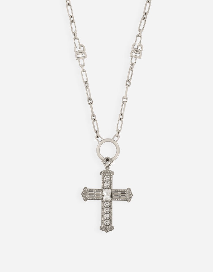 Chain necklace with cross and crystals - 2