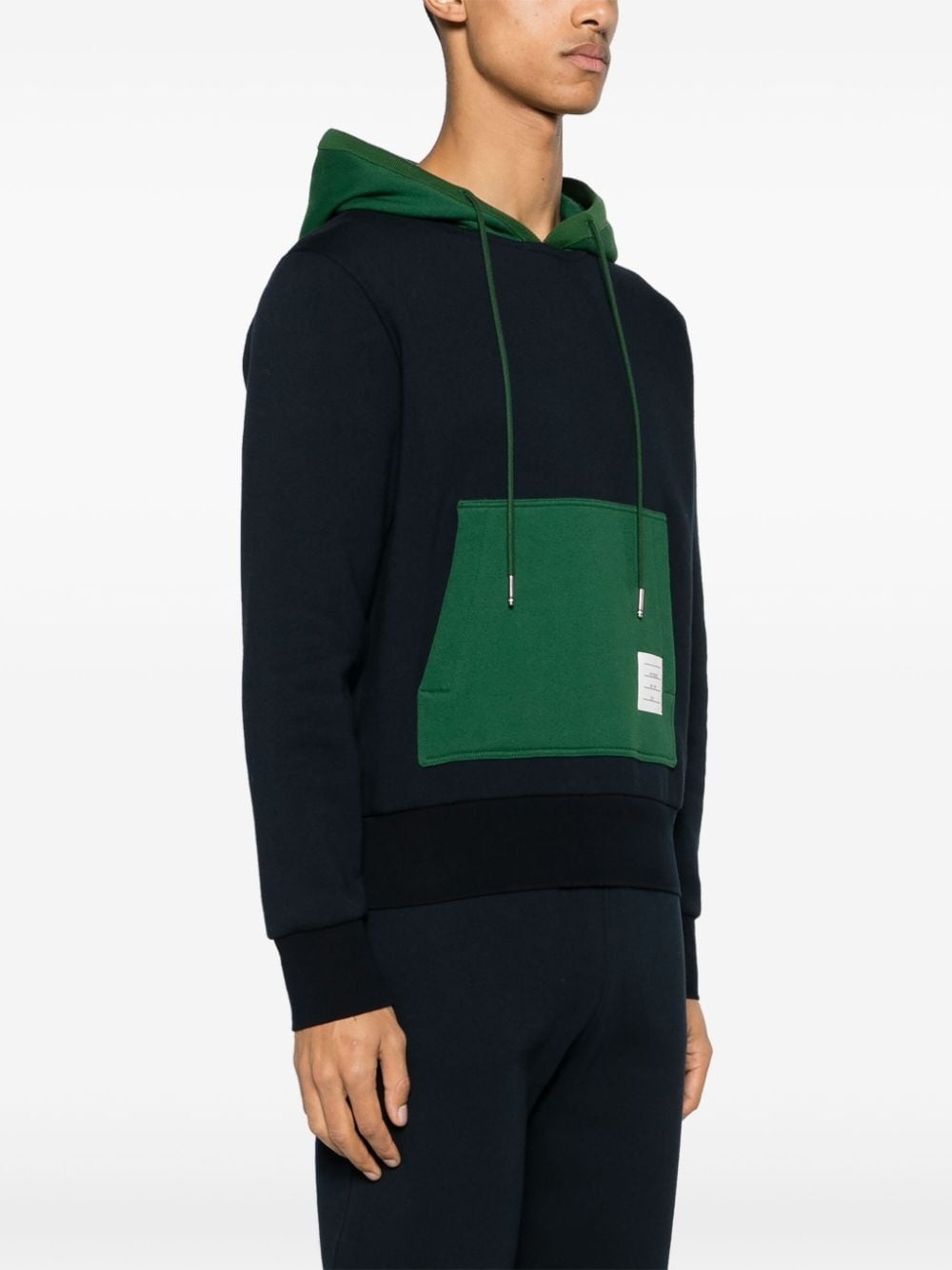 colour-block cotton hoodie - 3