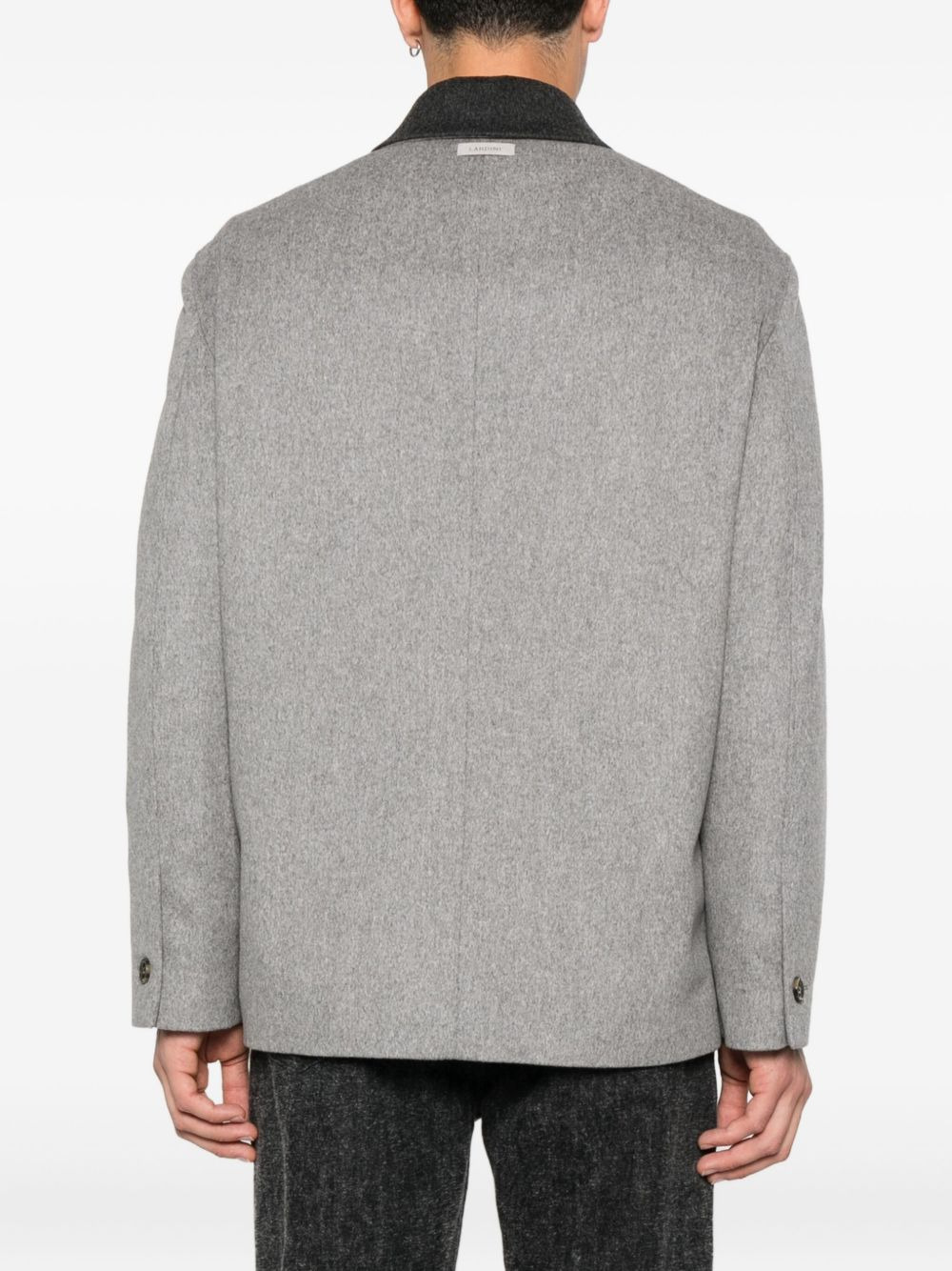 contrast-collar wool shirt jacket - 4