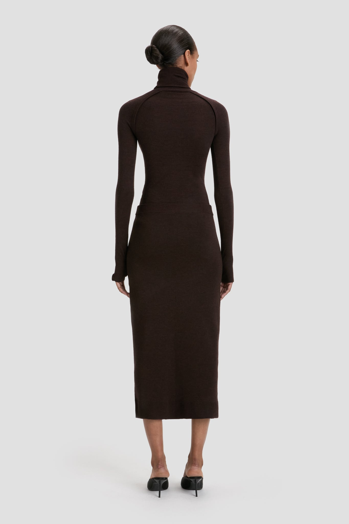 Button Detail Midi Skirt In Dark Chocolate - 5