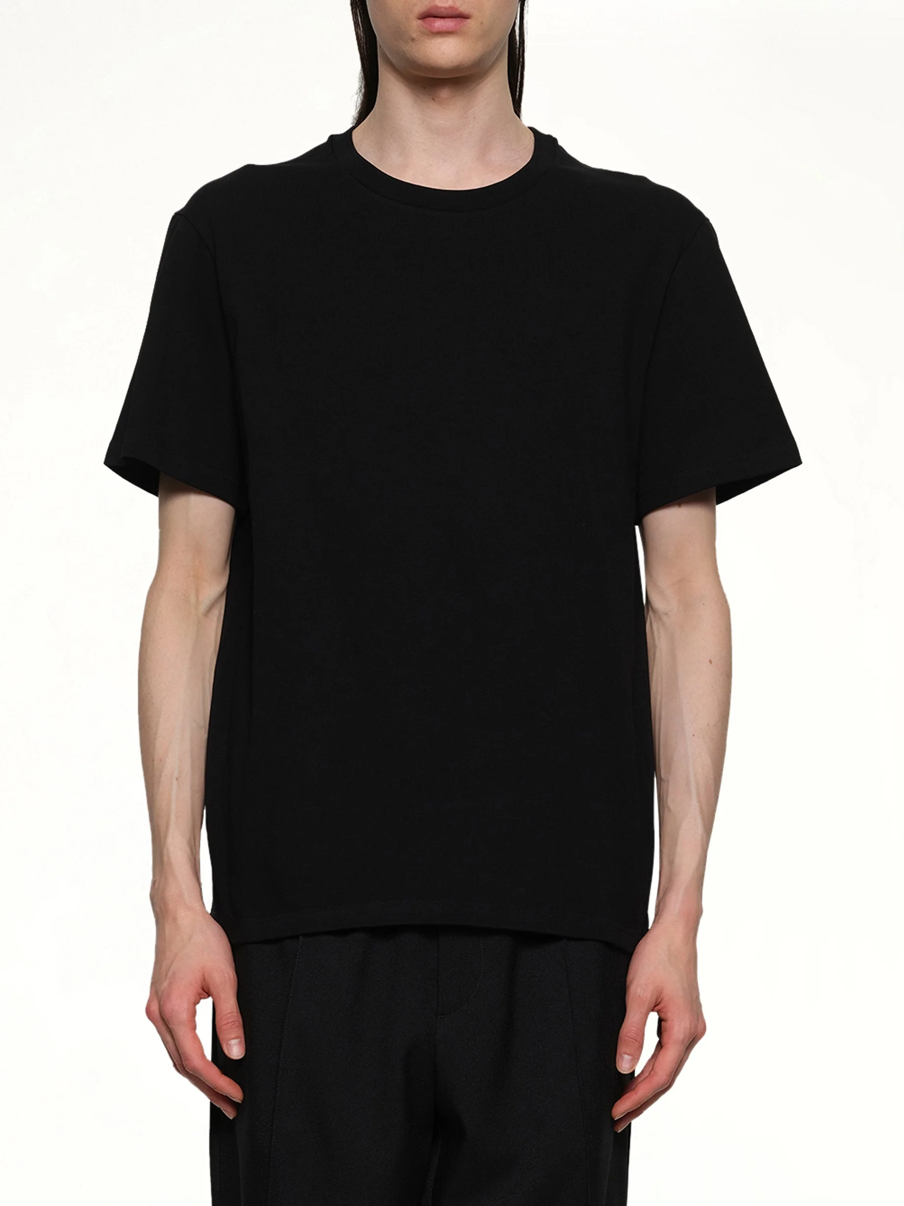 Leather Patch T-Shirt in Black - 1